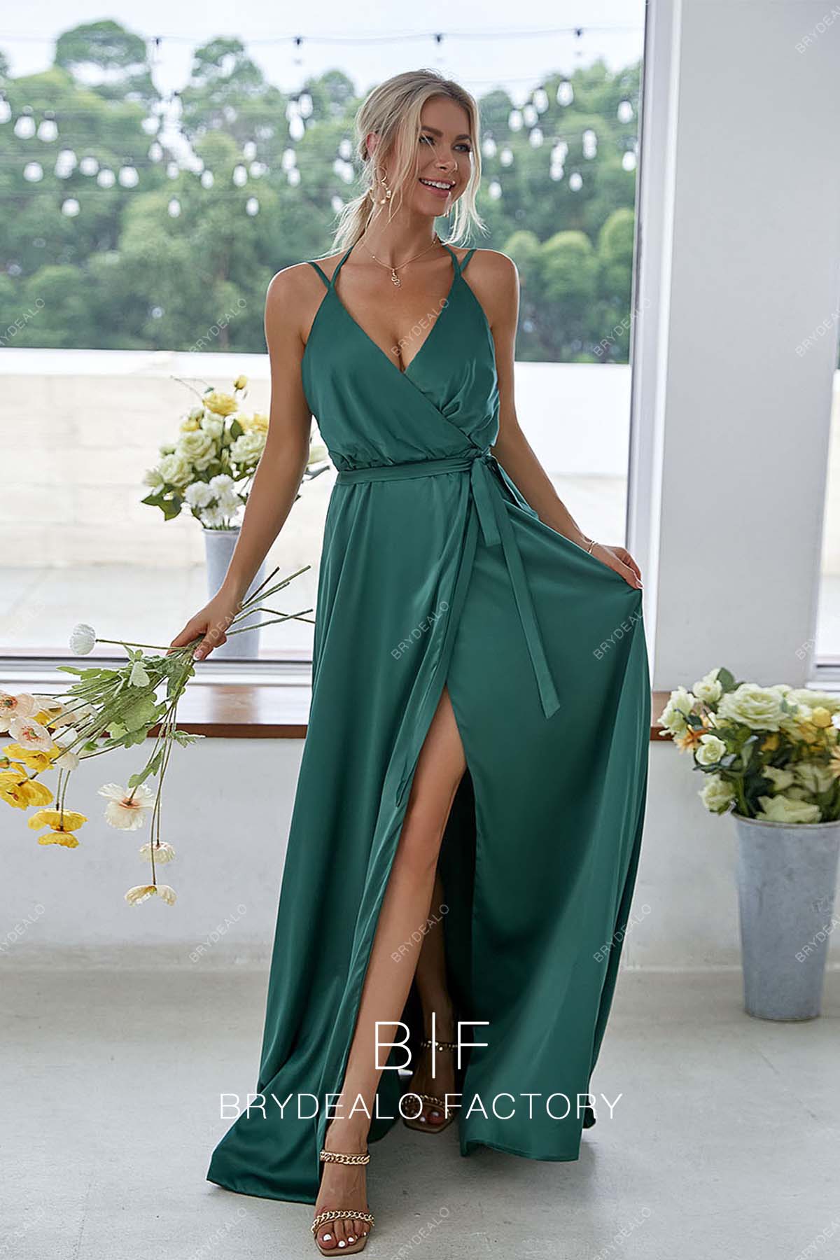 Bridesmaid Dress Wrap Strap Dress Ruffle Bridesmaid Dress Ruffle Detail Cami Strap Wrap Design