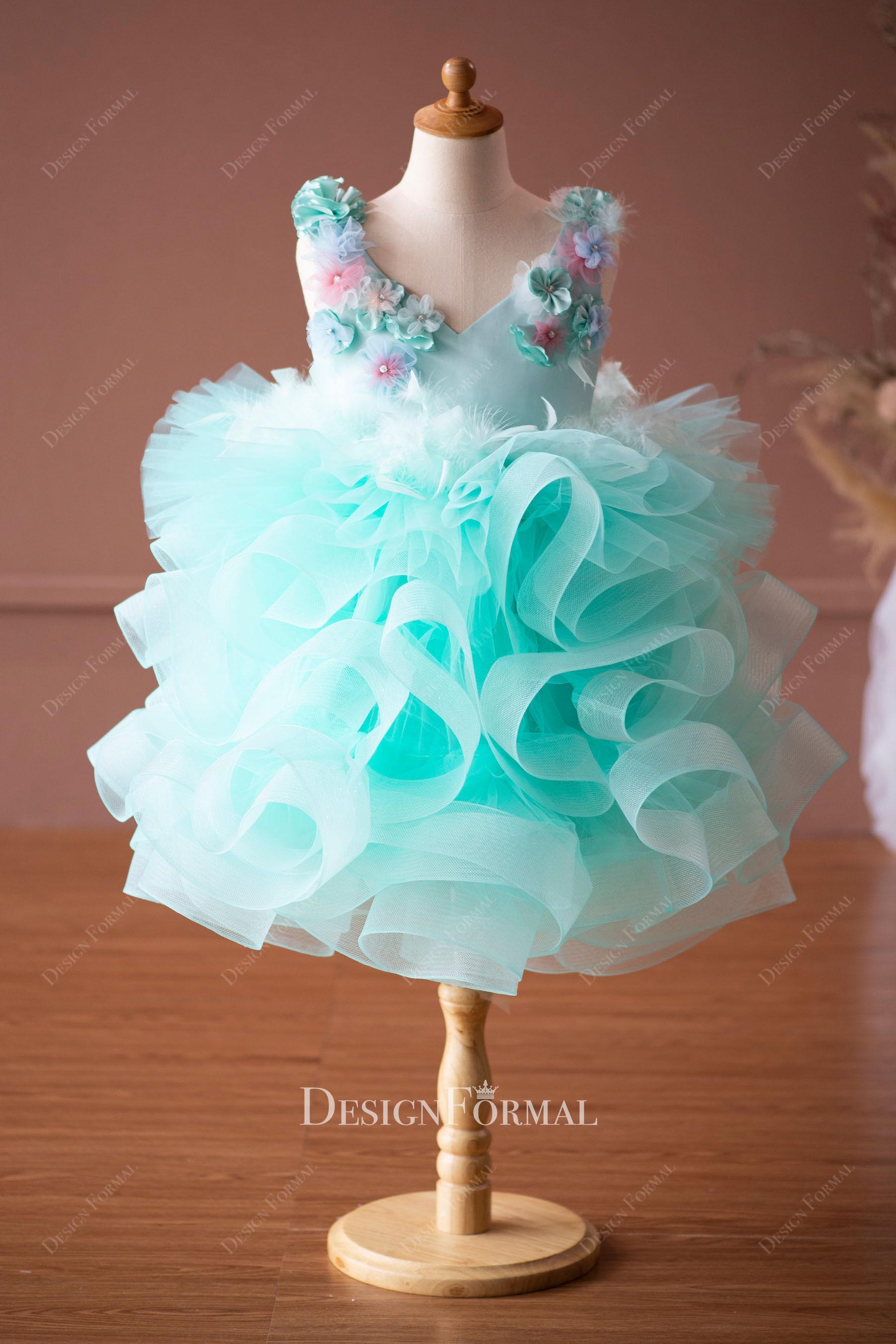 spa green knee length flower girl dress
