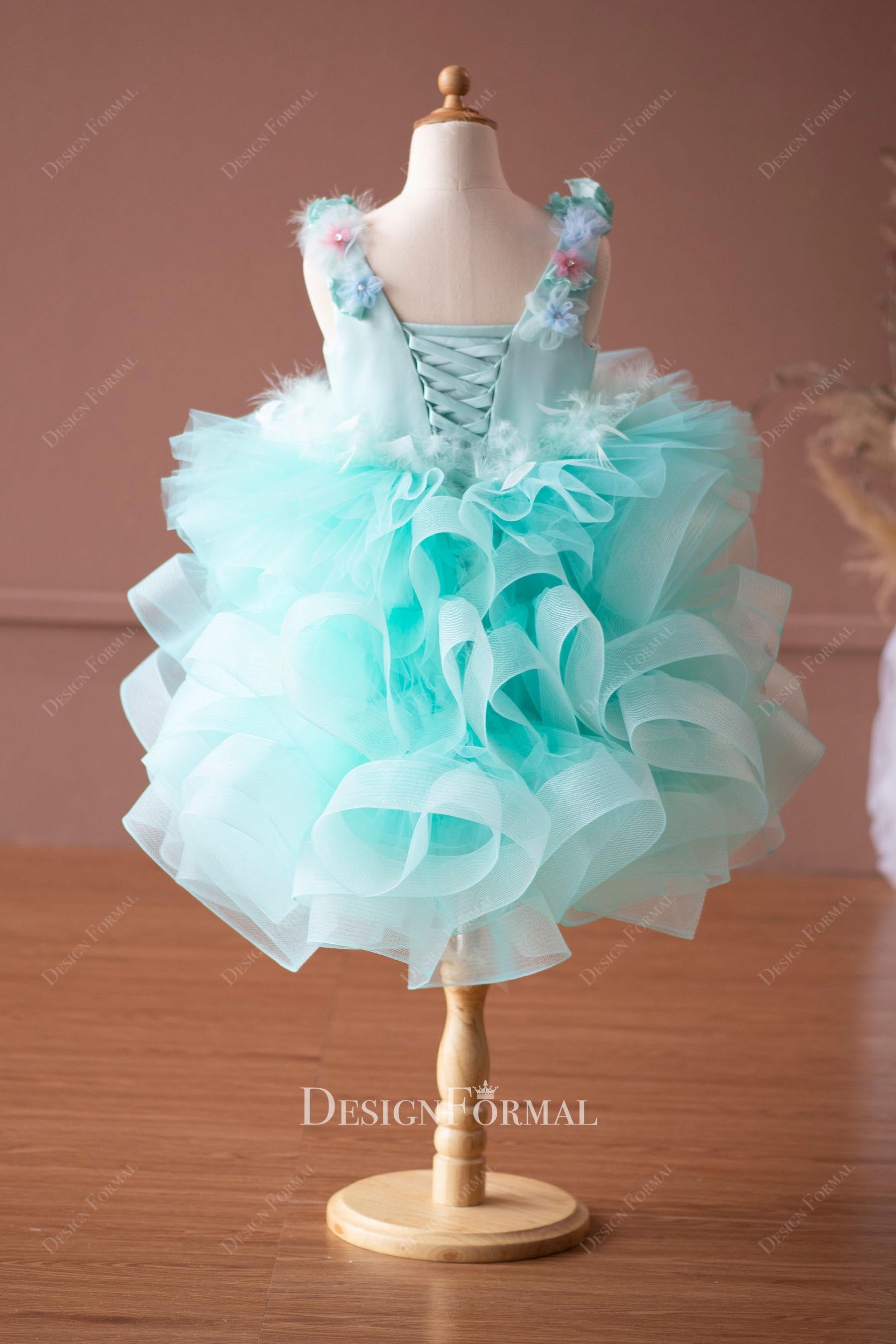 spa green v neck flower girl dress