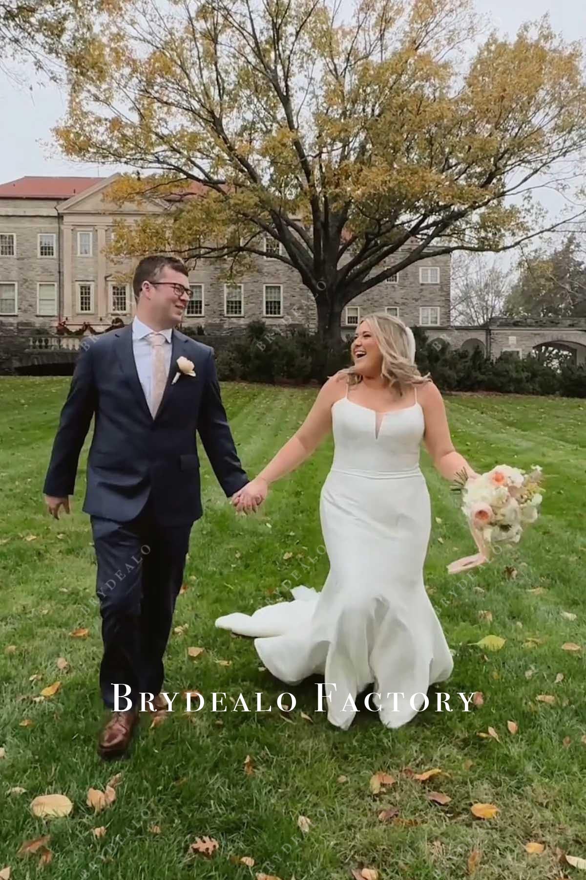 spaghetti straps mermaid wedding dress