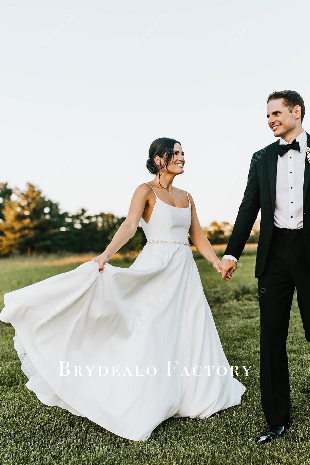 spaghetti straps wedding dress