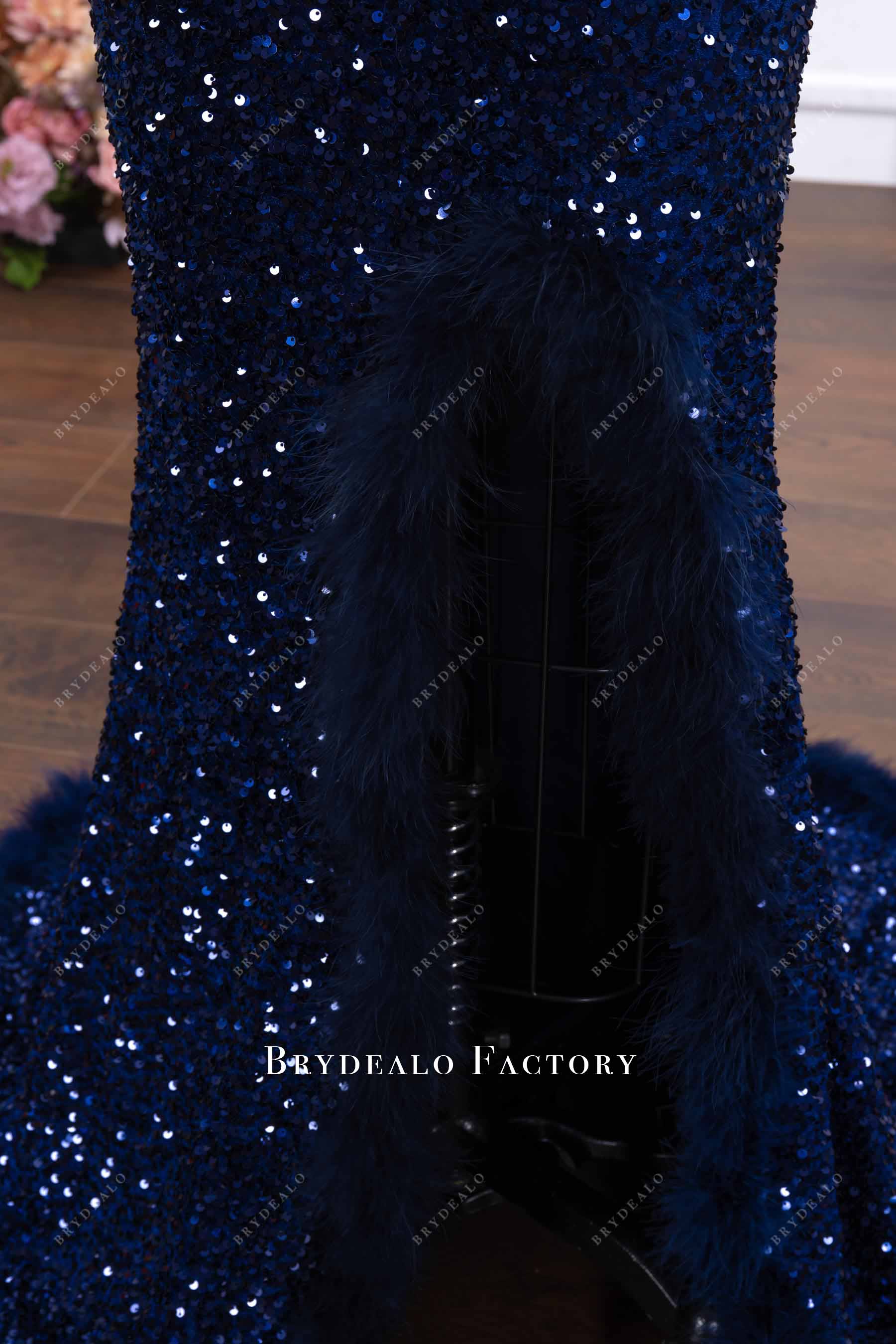 sparkly dark navy sequin prom dress