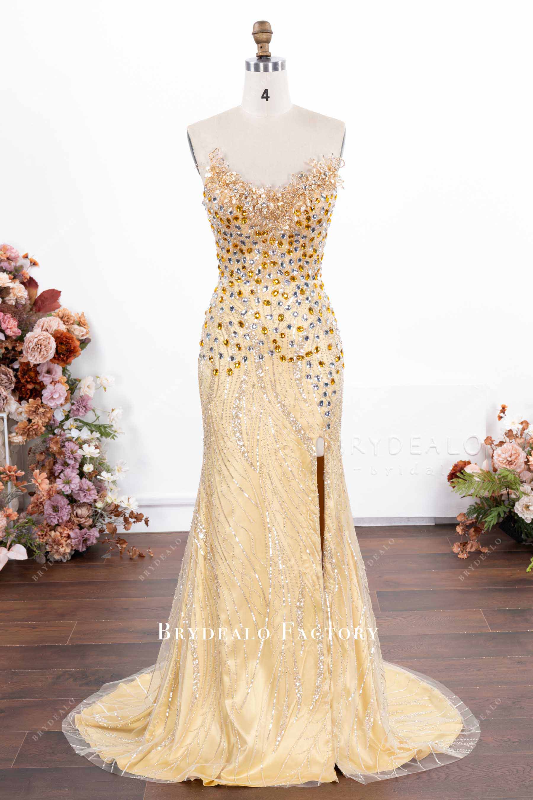 sparkly neck mermaid prom dress