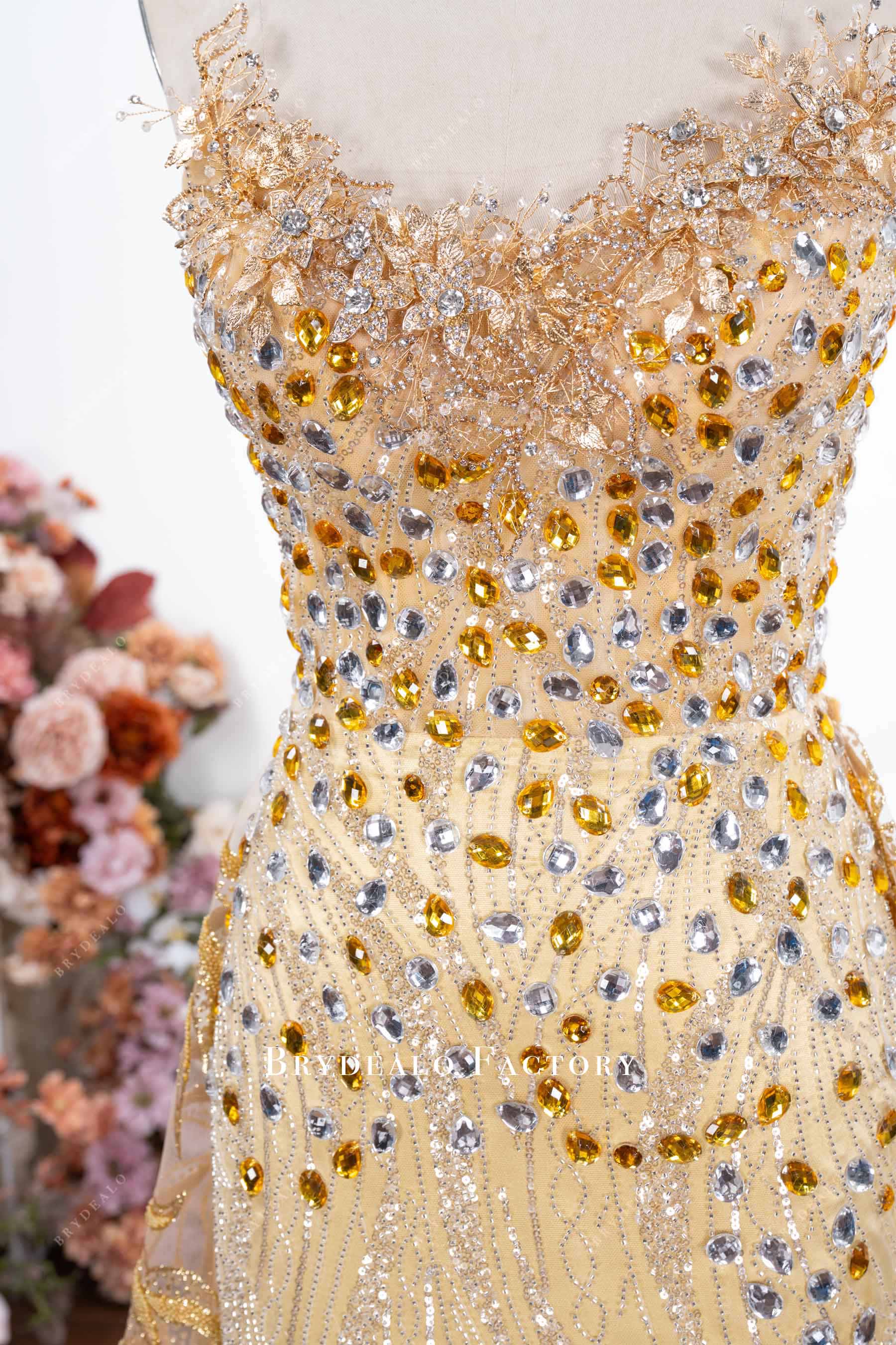 sparkly rhinestone neck prom dress