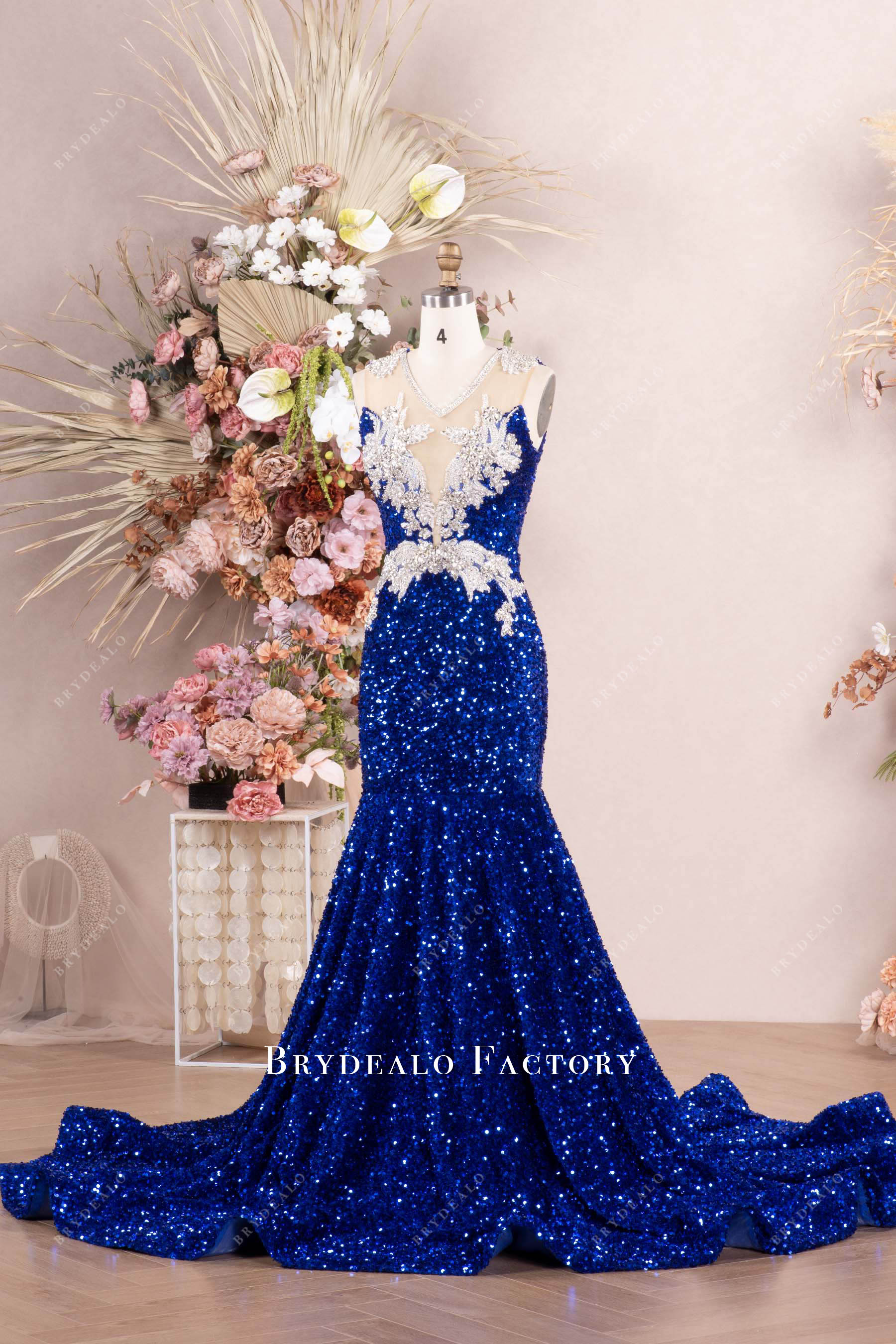 sparkly rhinestone sequin mermaid prom dress