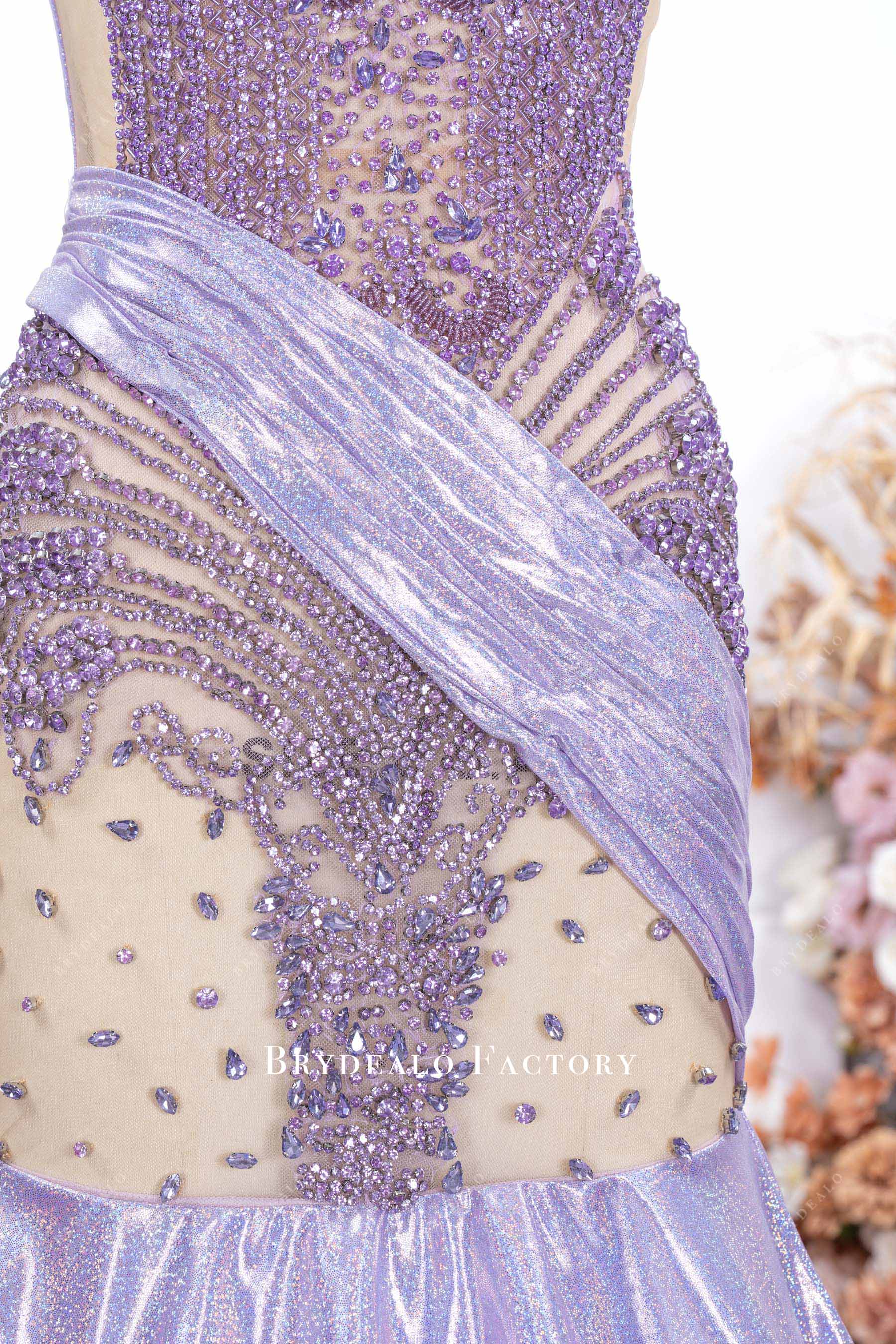 sparkly rhinestones illusion prom dress