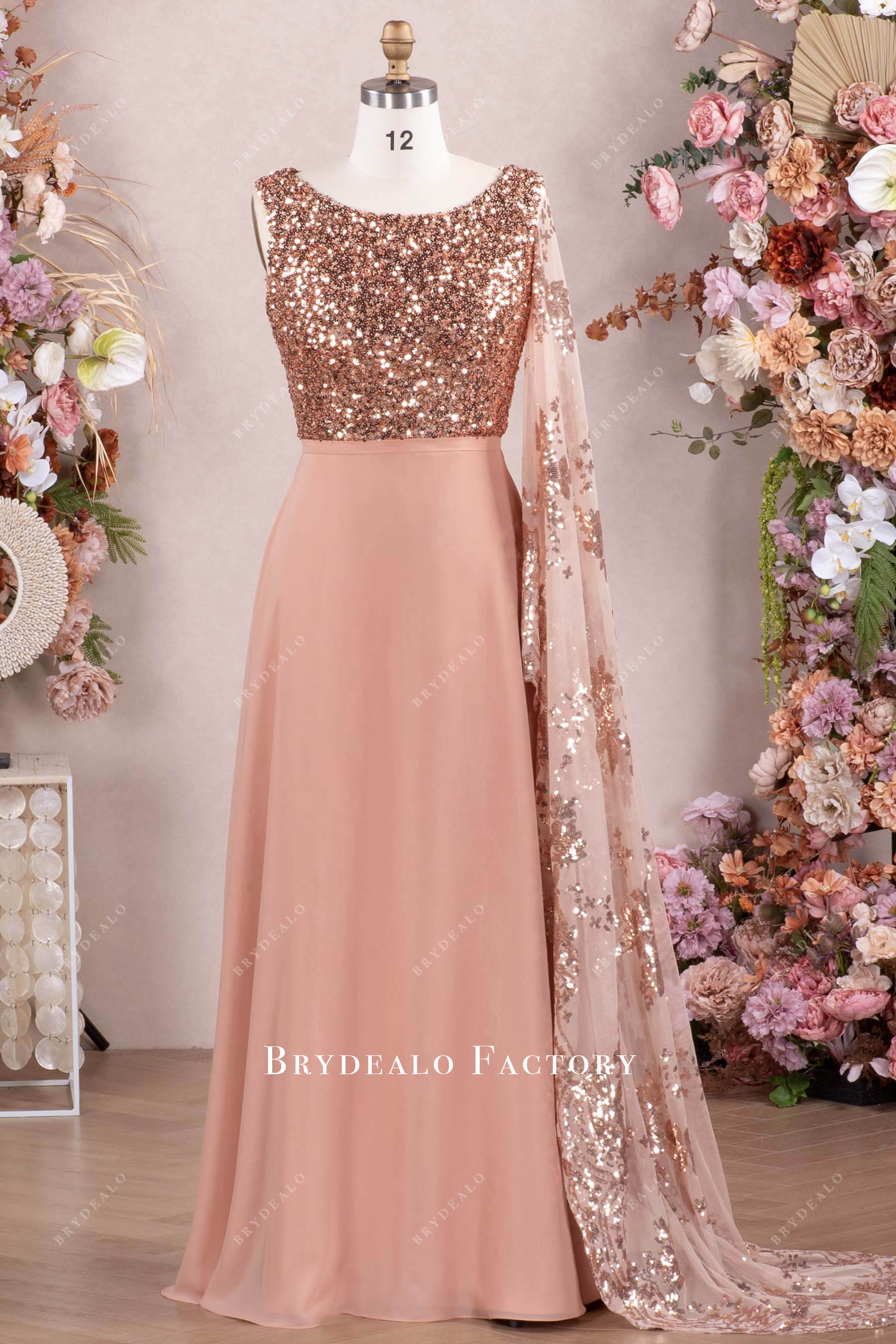 sparkly rose gold mother of bride dress