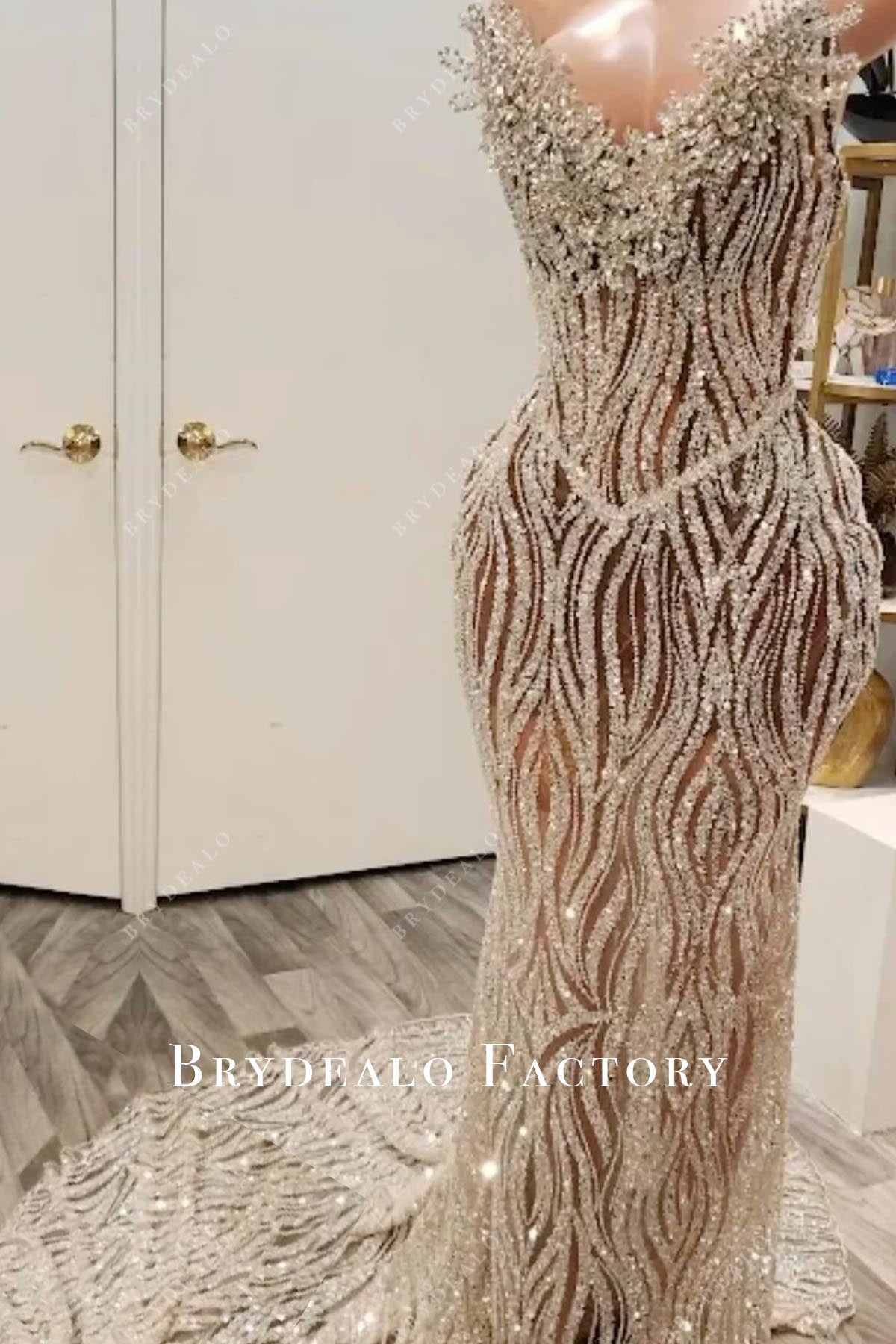 sparkly sequin Basque waist prom dress