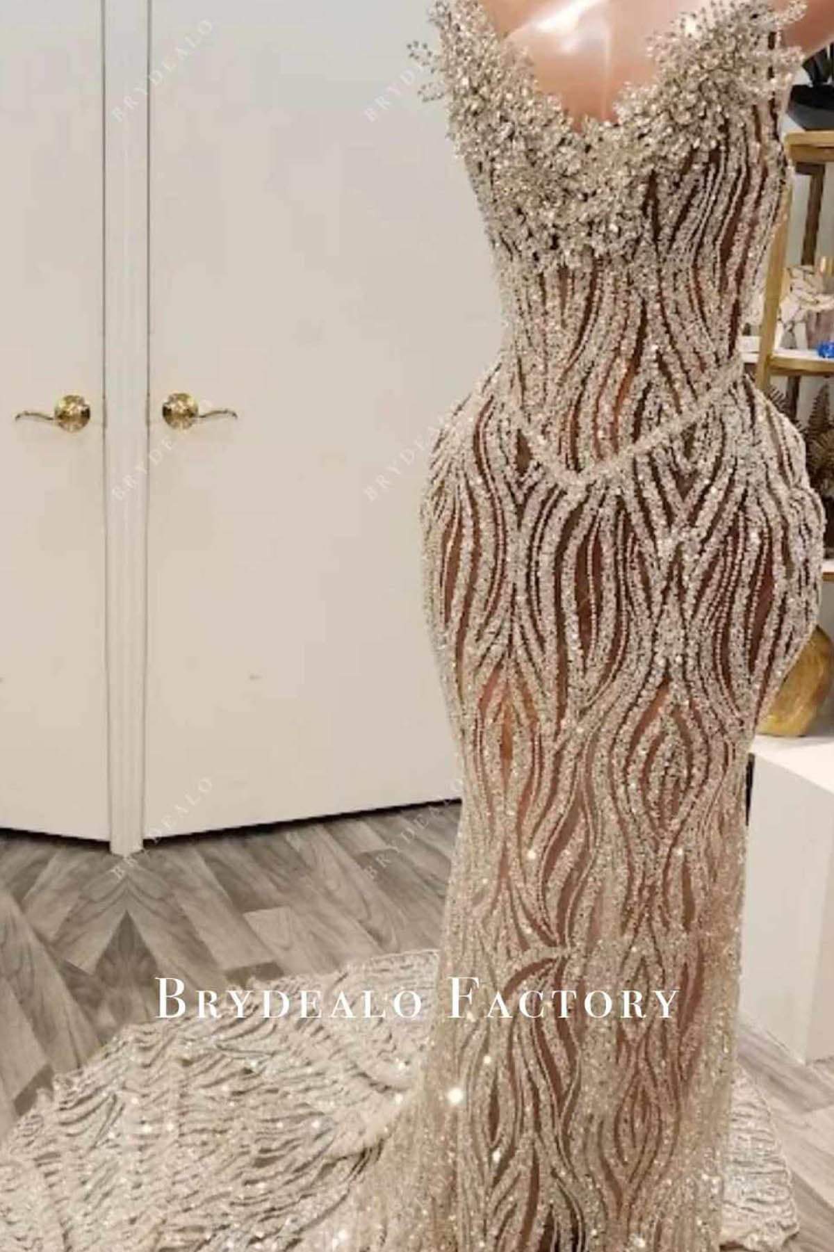 sparkly sequin Basque waist prom dress