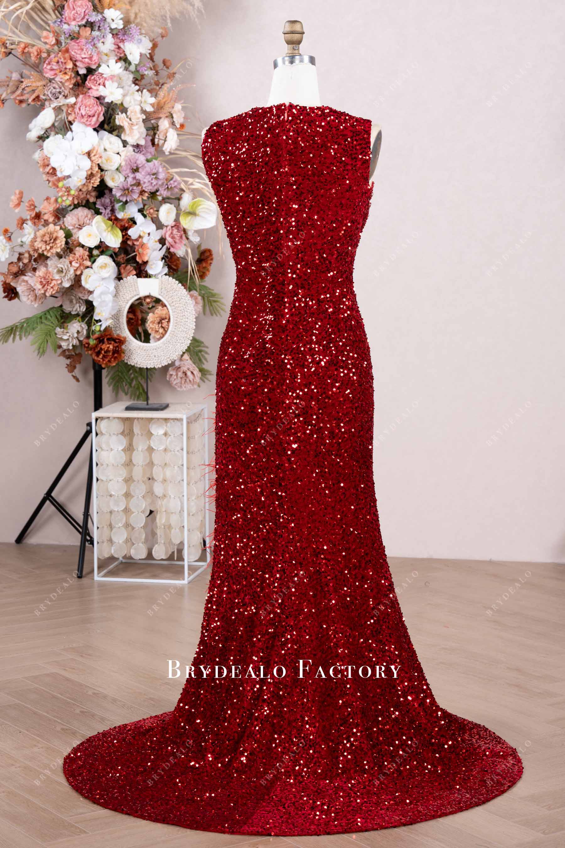 sparkly velvet sequin mermaid prom dress