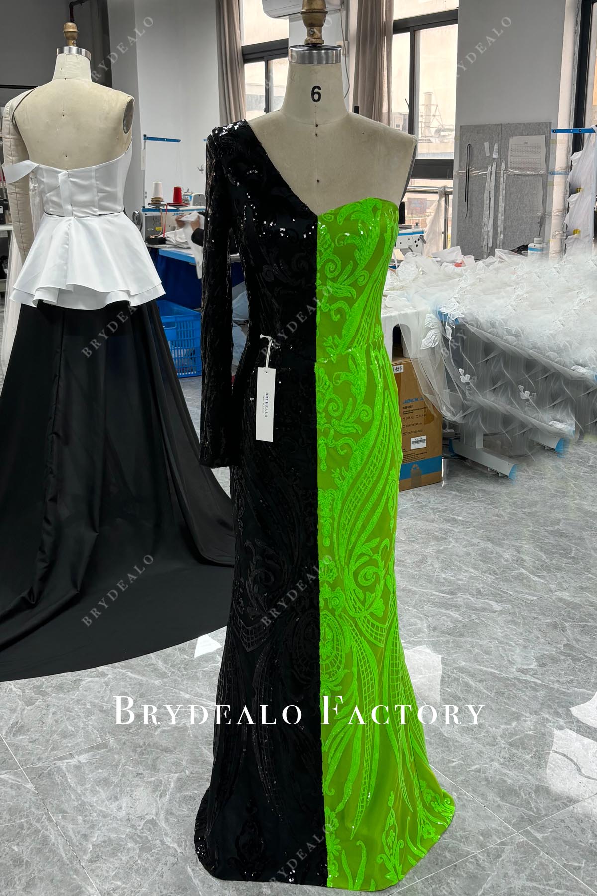 custom floor length split color mermaid prom dress