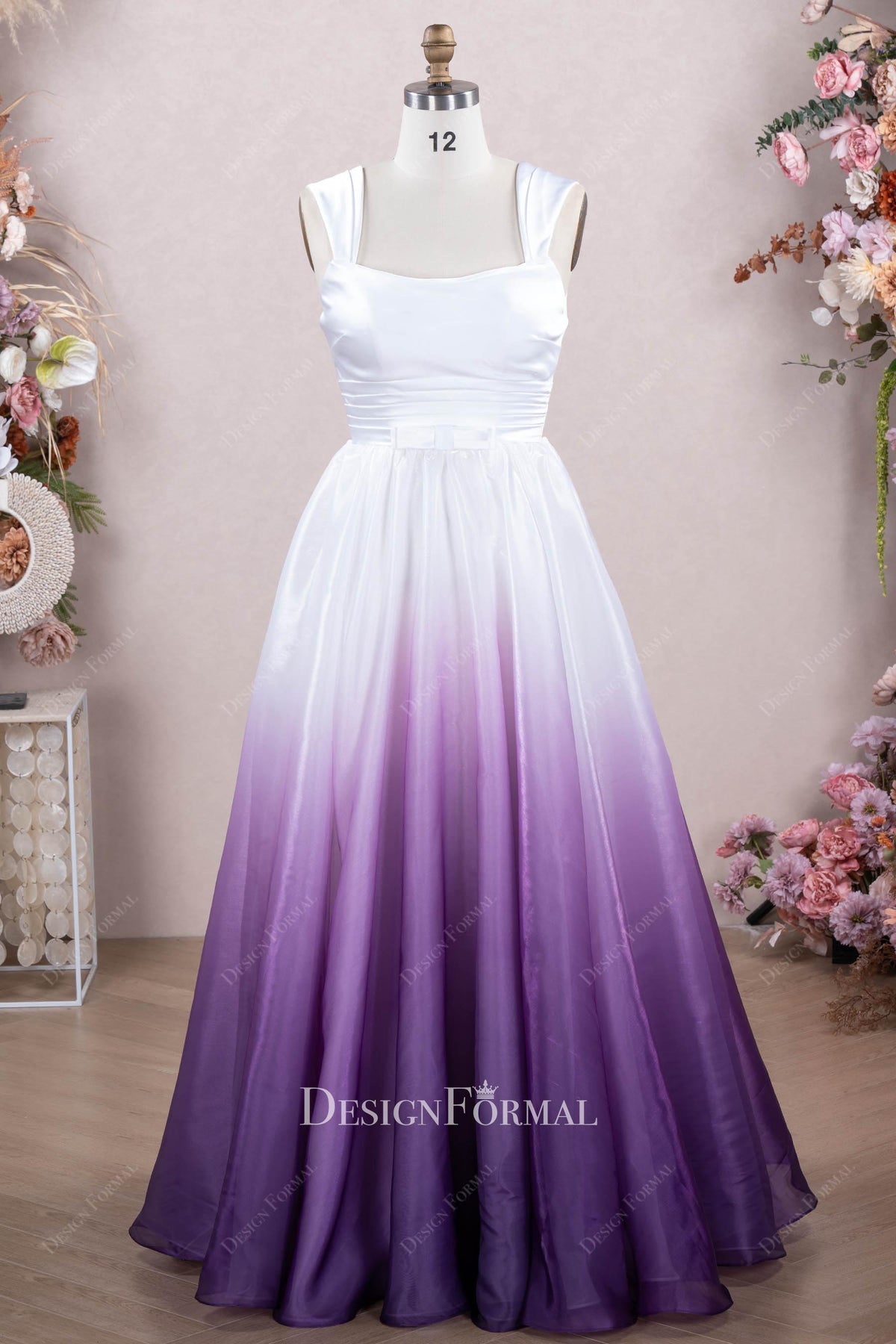 square neck puffy a line wedding dress 20191-01