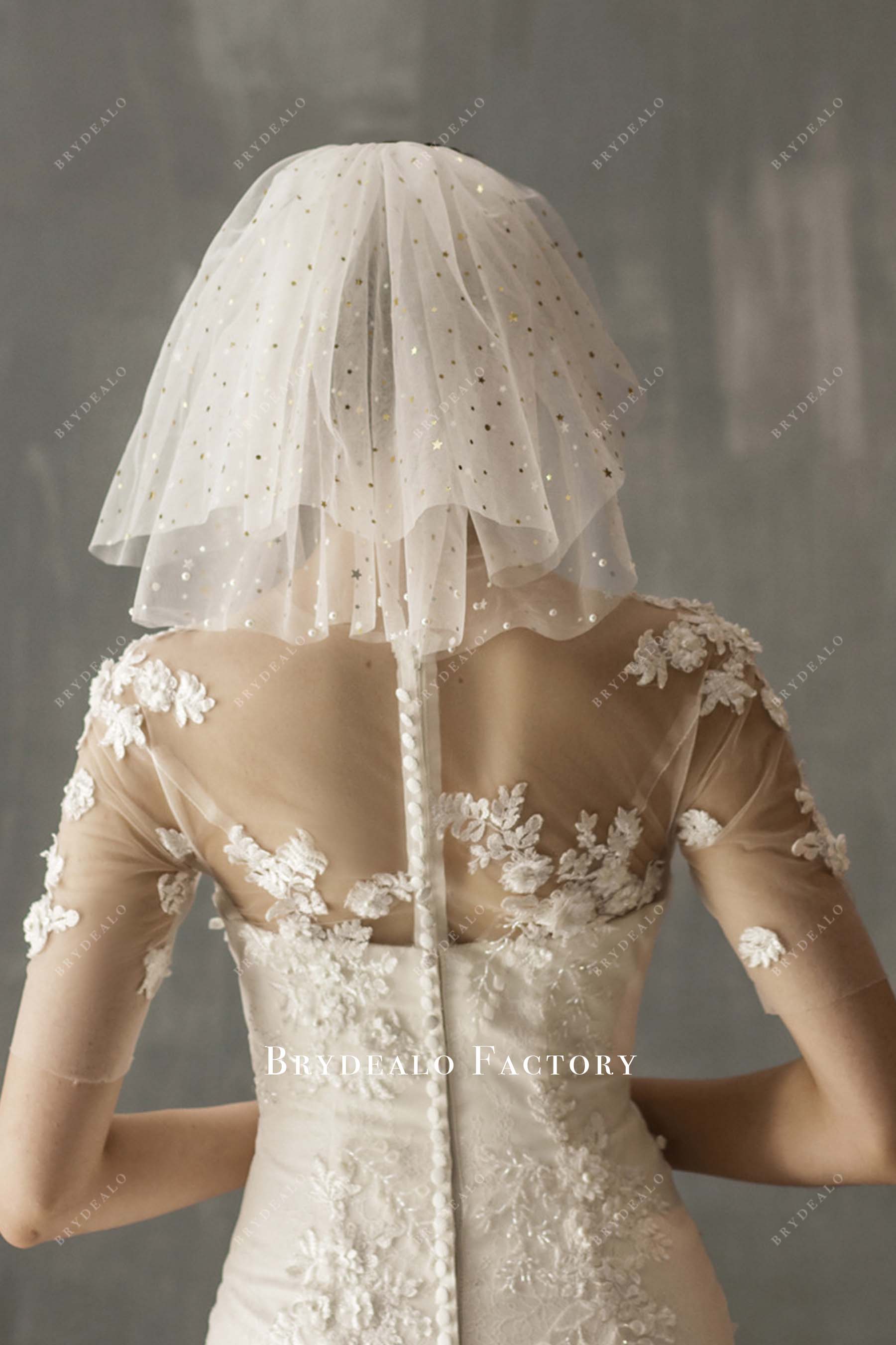 star sequined tulle bridal veil