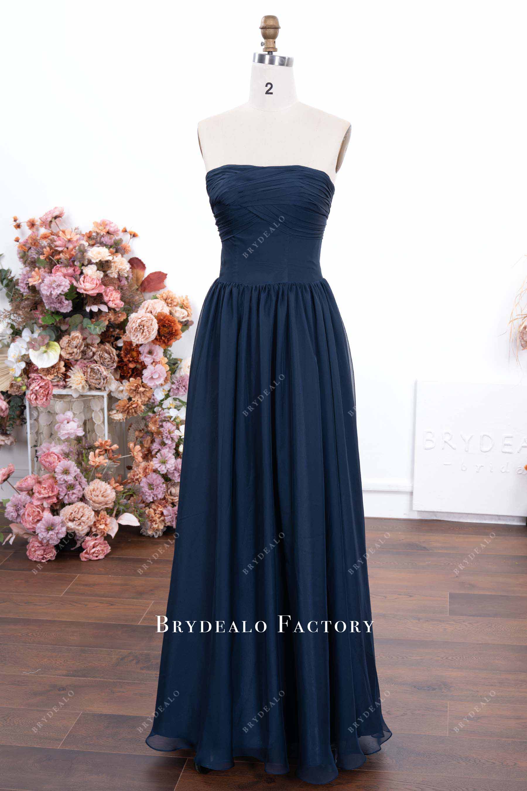 straight across bridesmaid dress