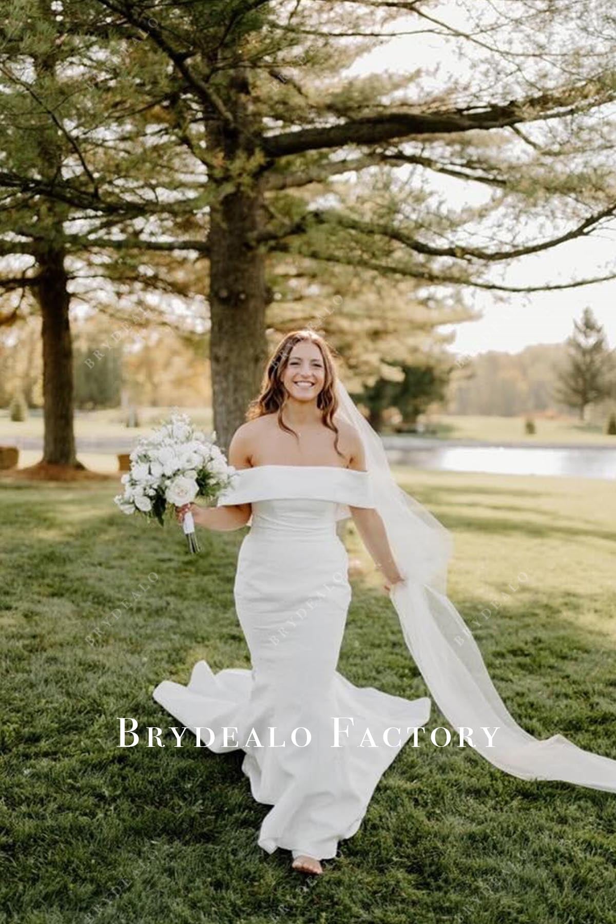 straight across mermaid wedding dress