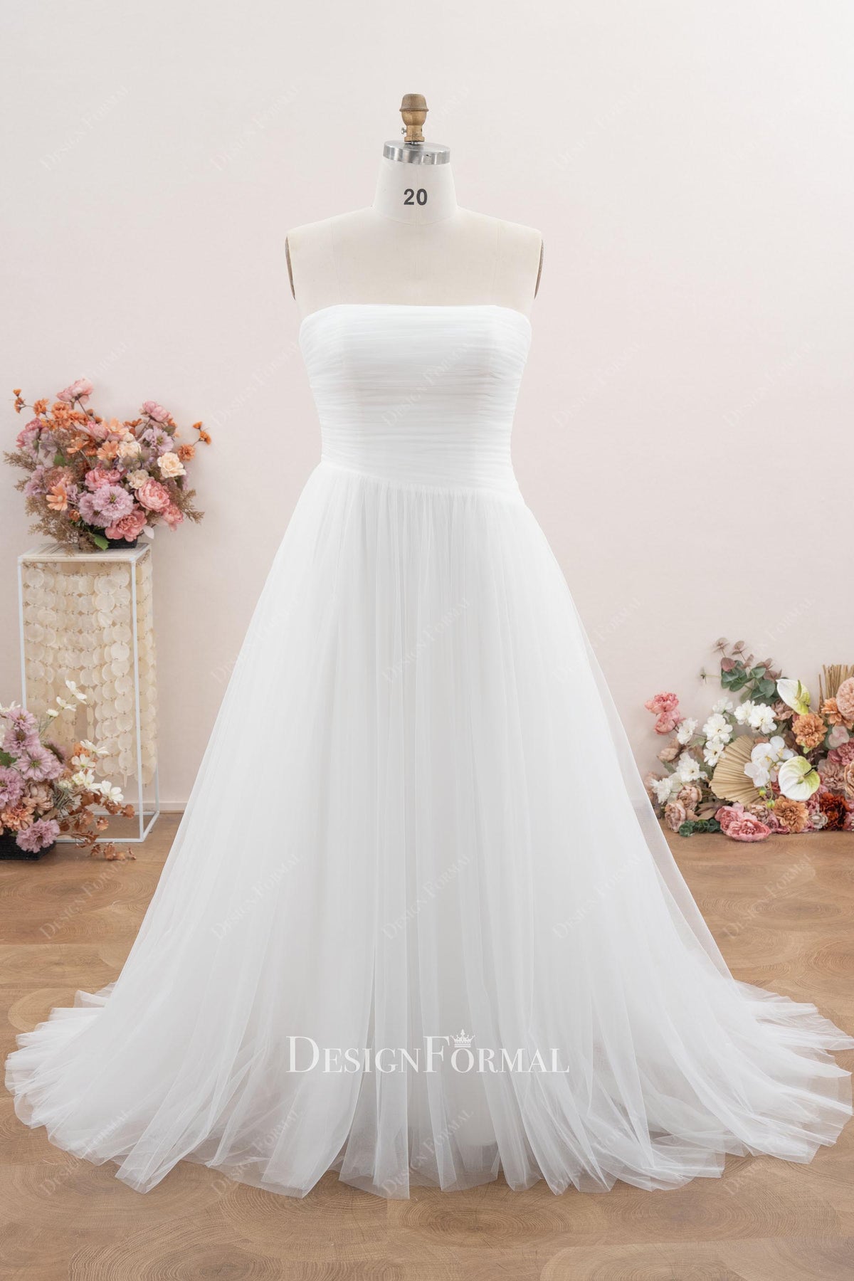 straight across neckline wedding dress