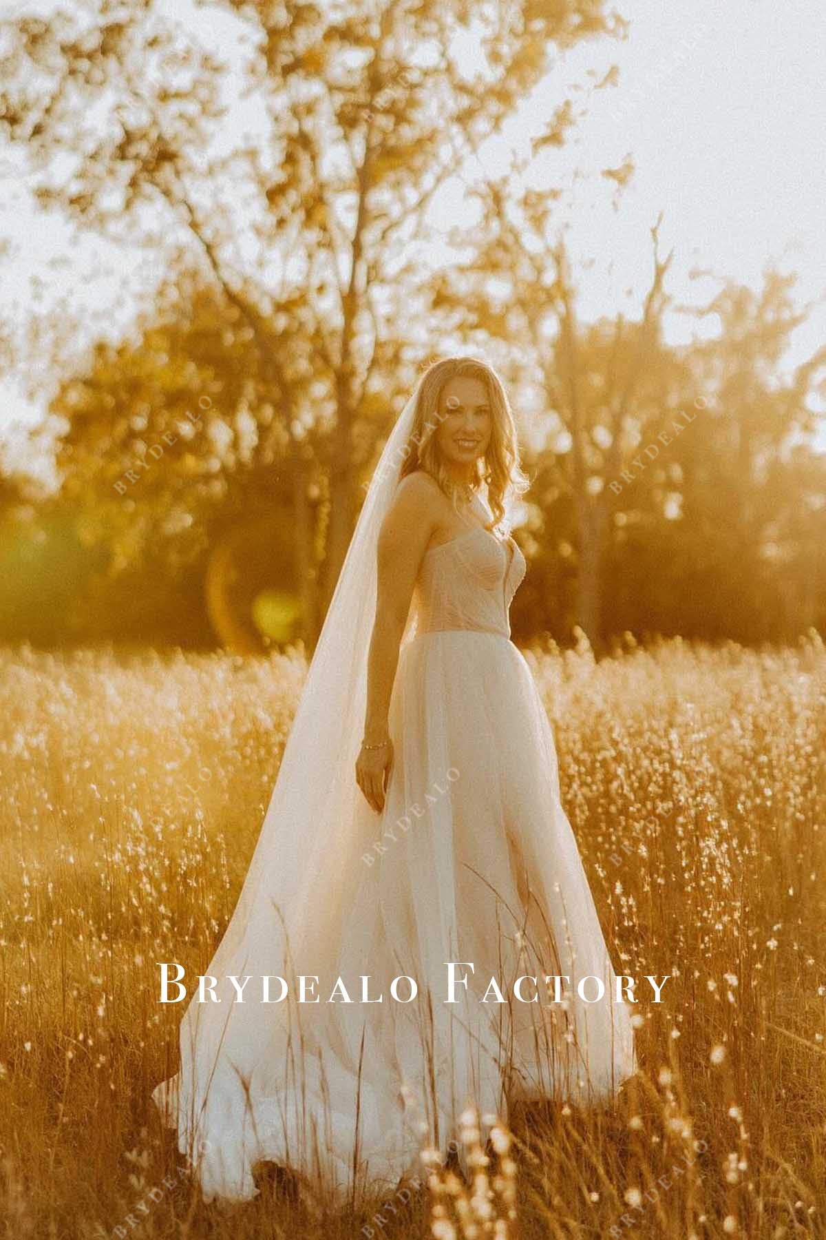 strapless corset a line wedding dress