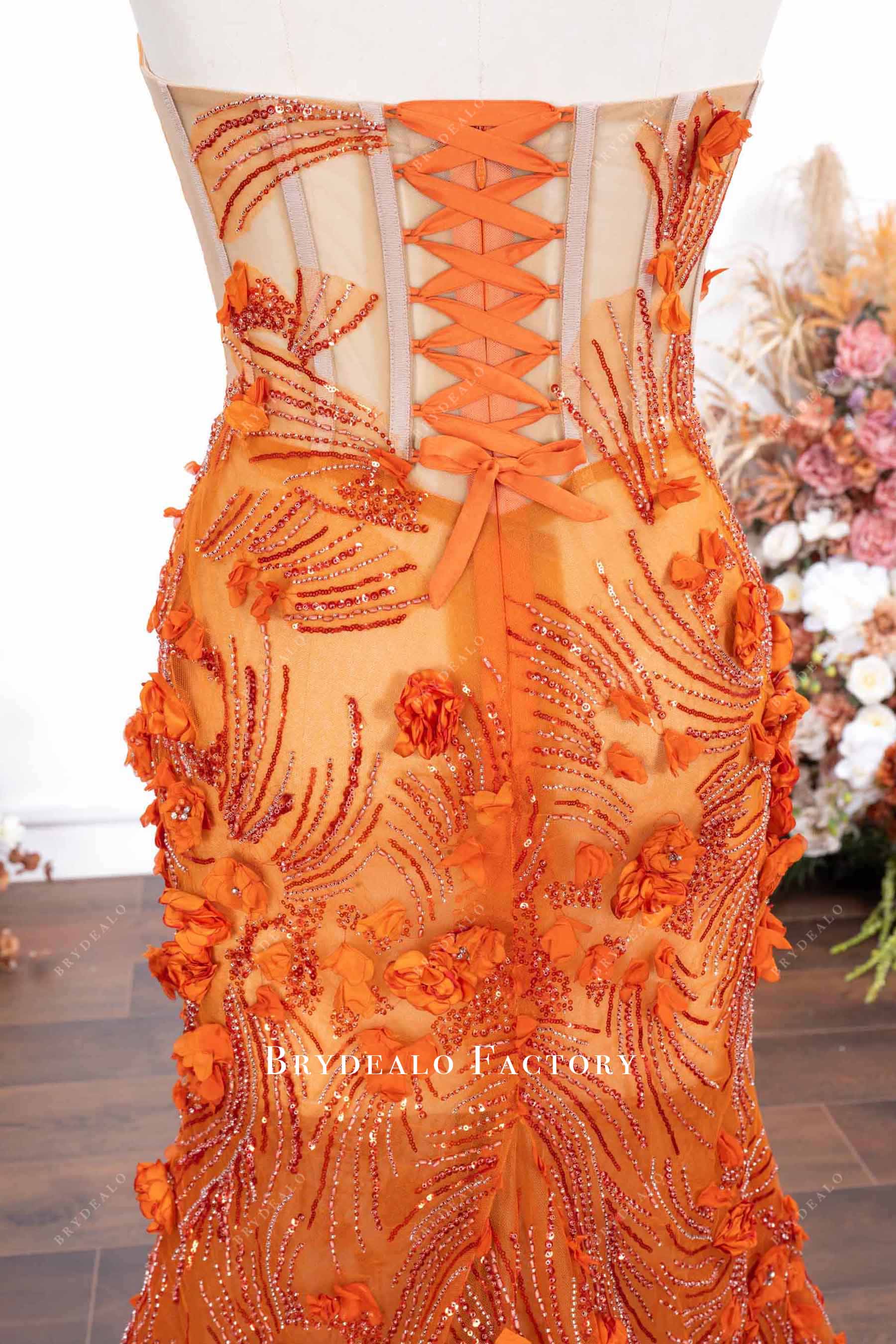 strapless corset lace-up prom dress