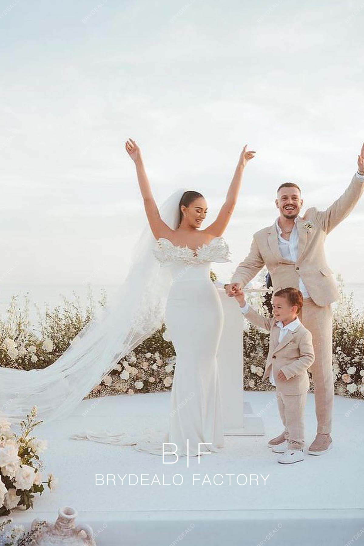 Designed Satin Mermaid Chapel Train Beach Bridal Dress