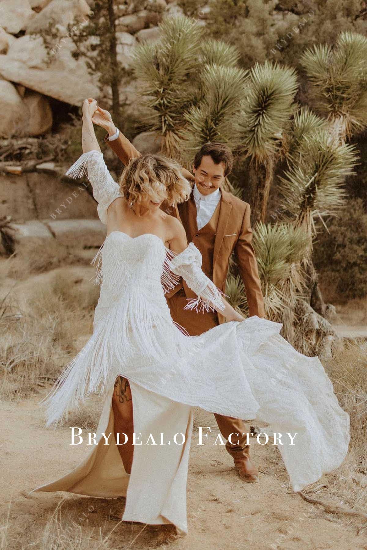 strapless detachable sleeves wedding dress