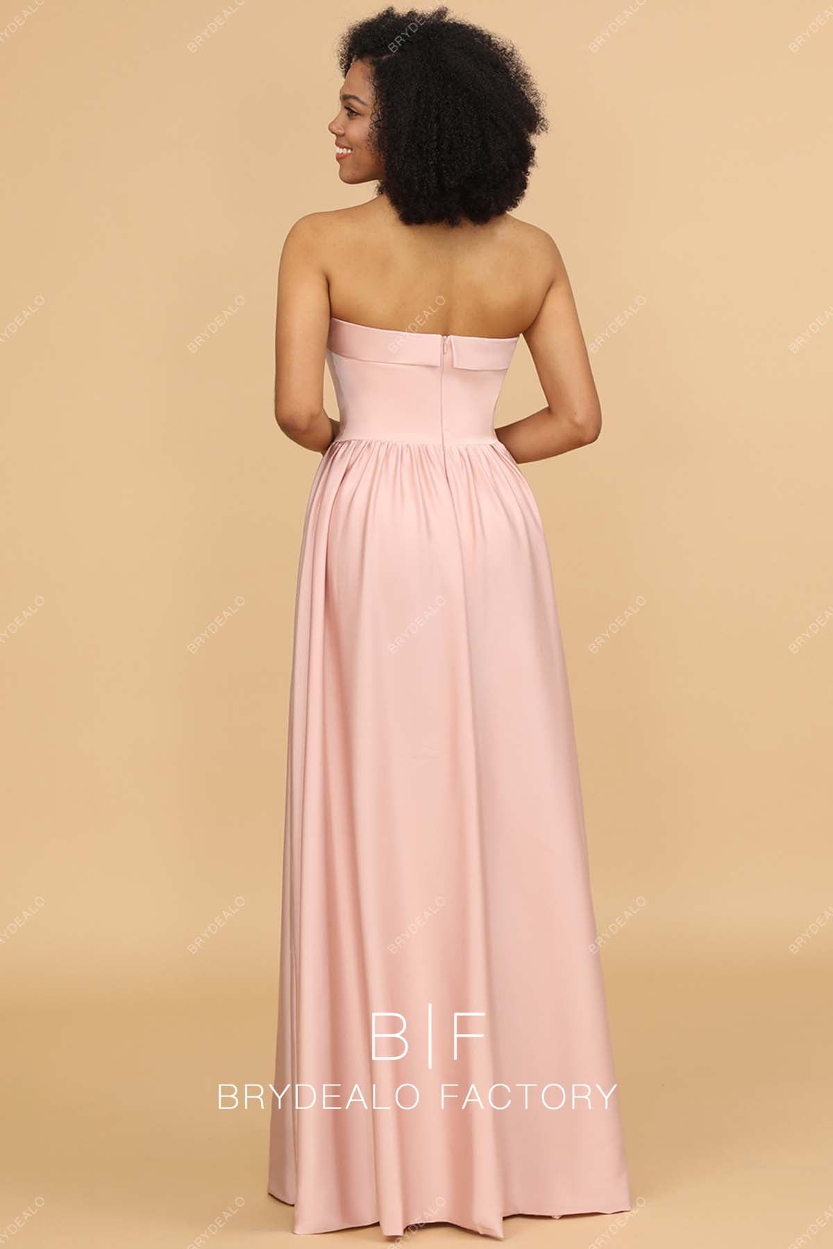 strapless floor length bridesmaid gown