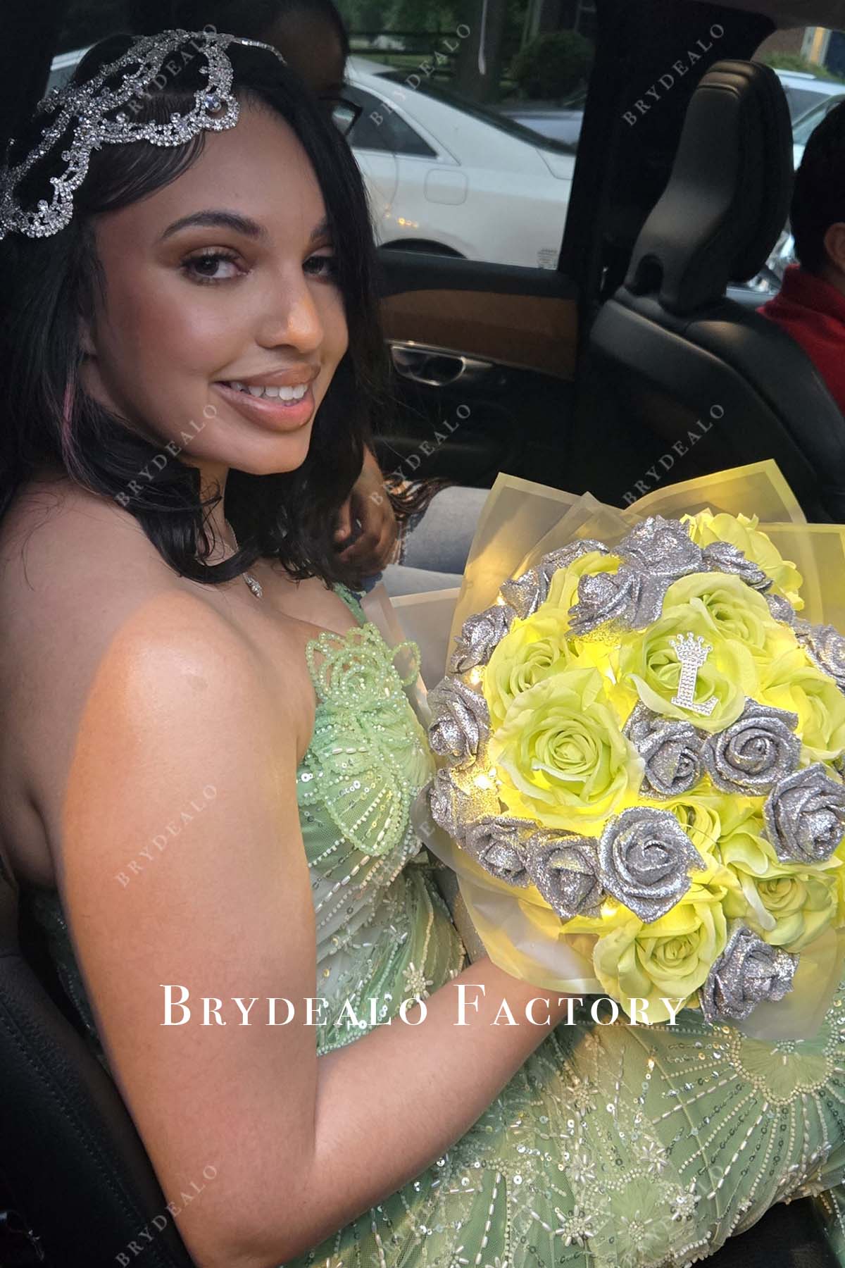 strapless green prom dress