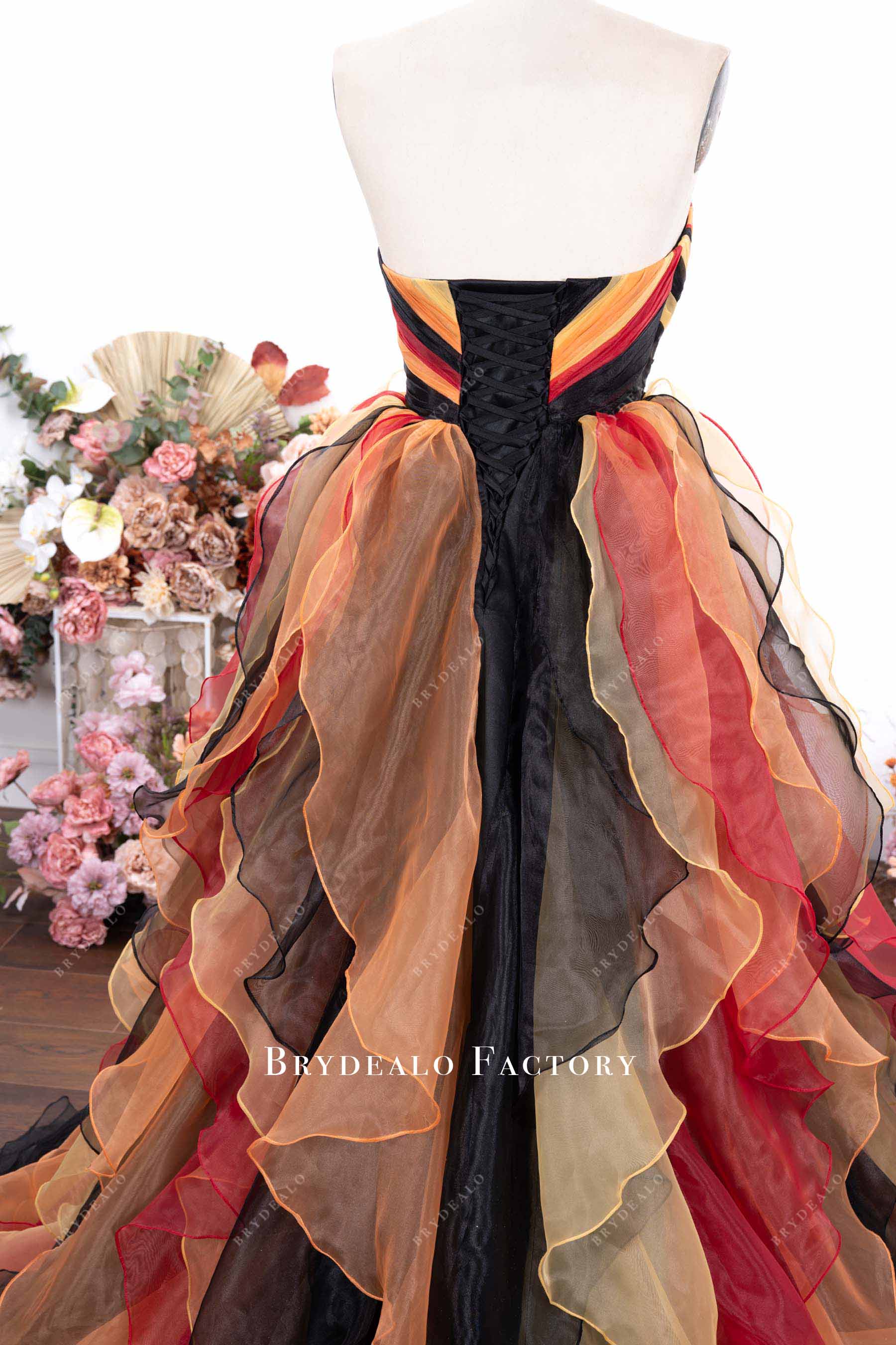 strapless lace-up back prom gown