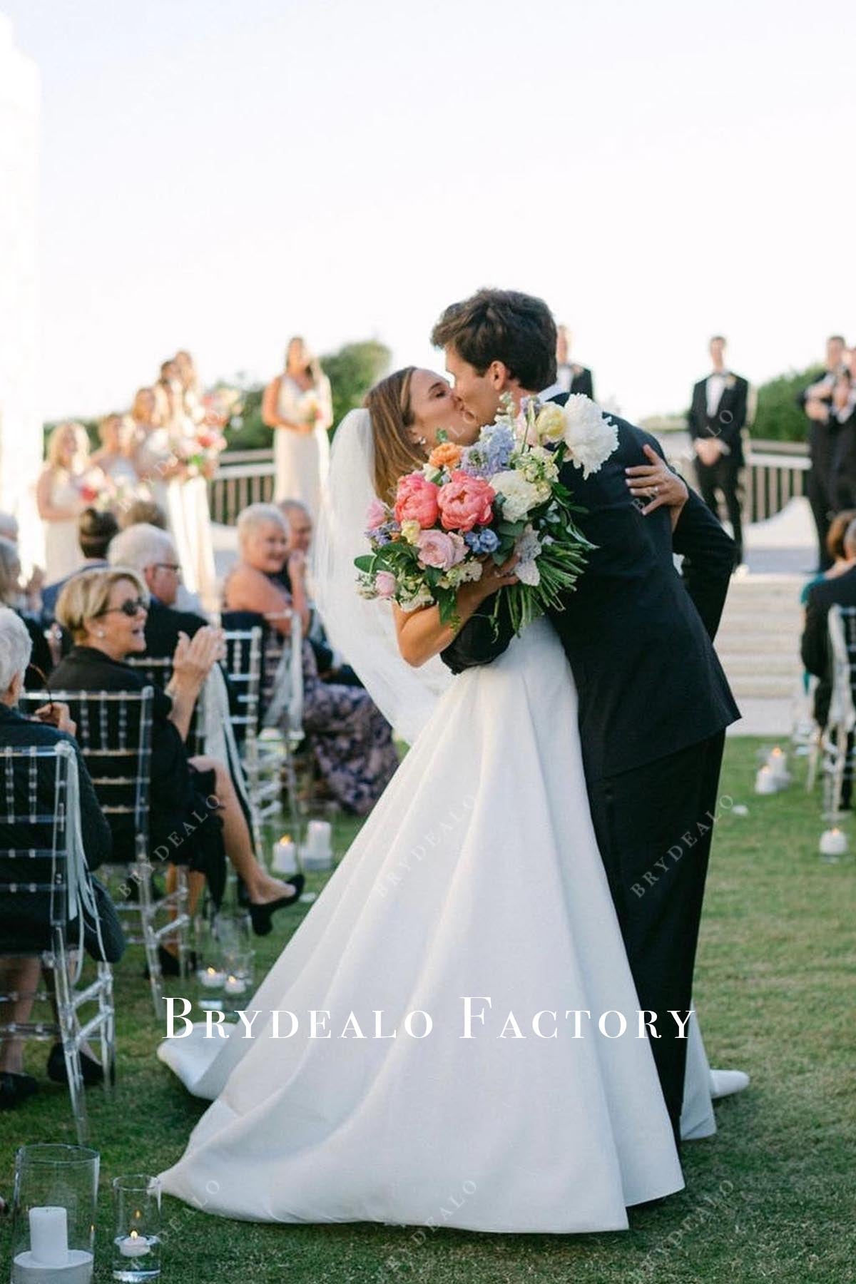 strapless long train wedding dress