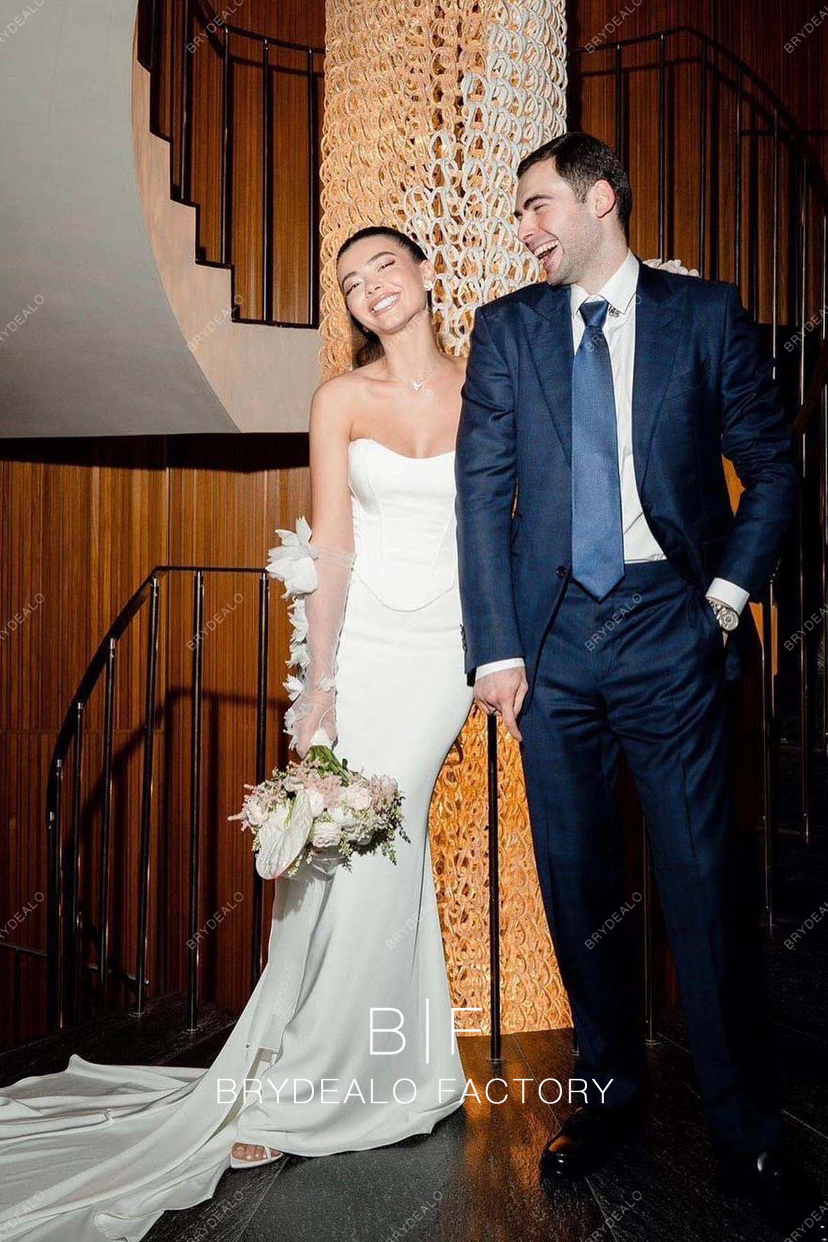 strapless curved neck mermaid long bridal gown