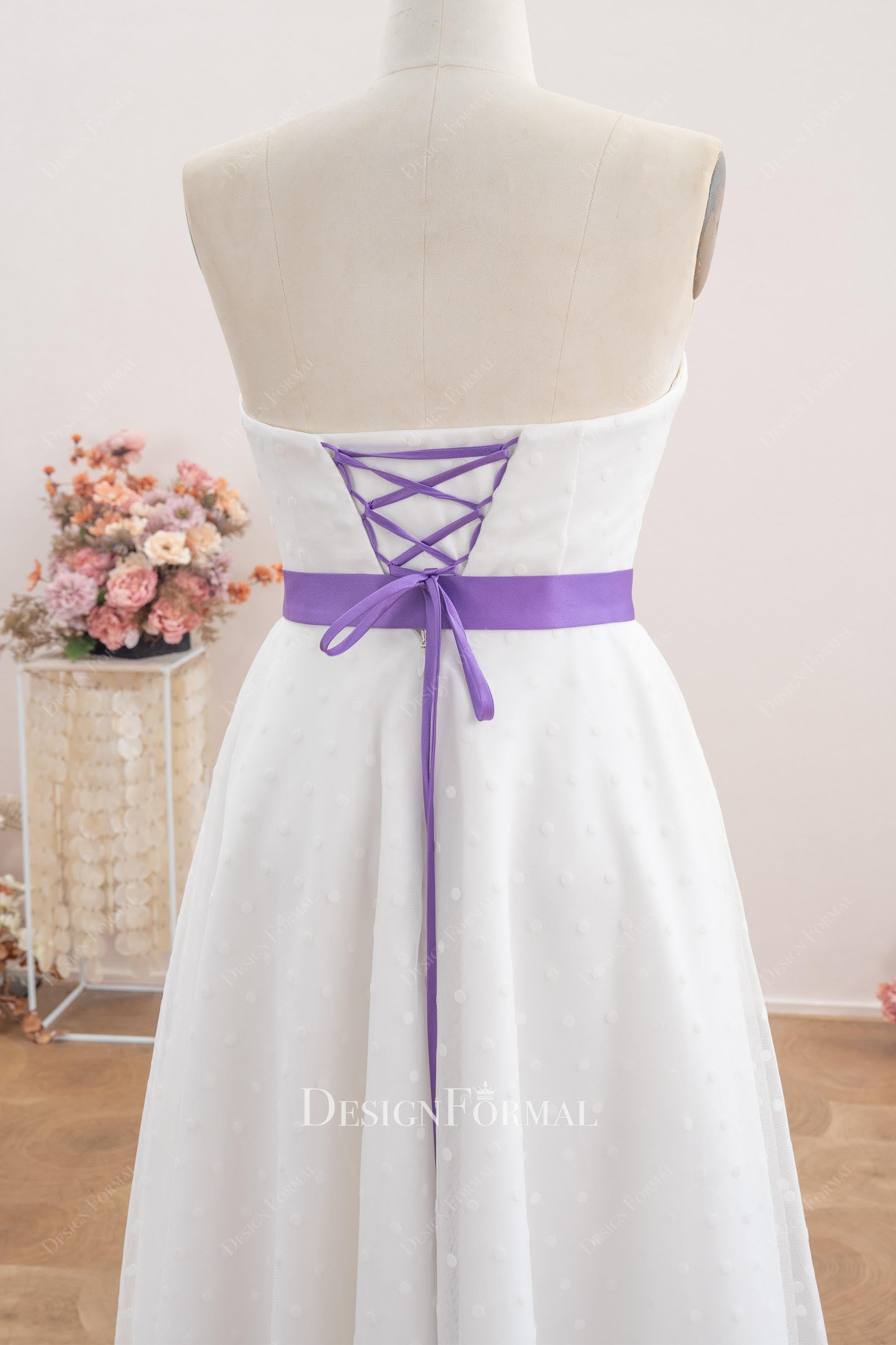 strapless open back a line bridal dress