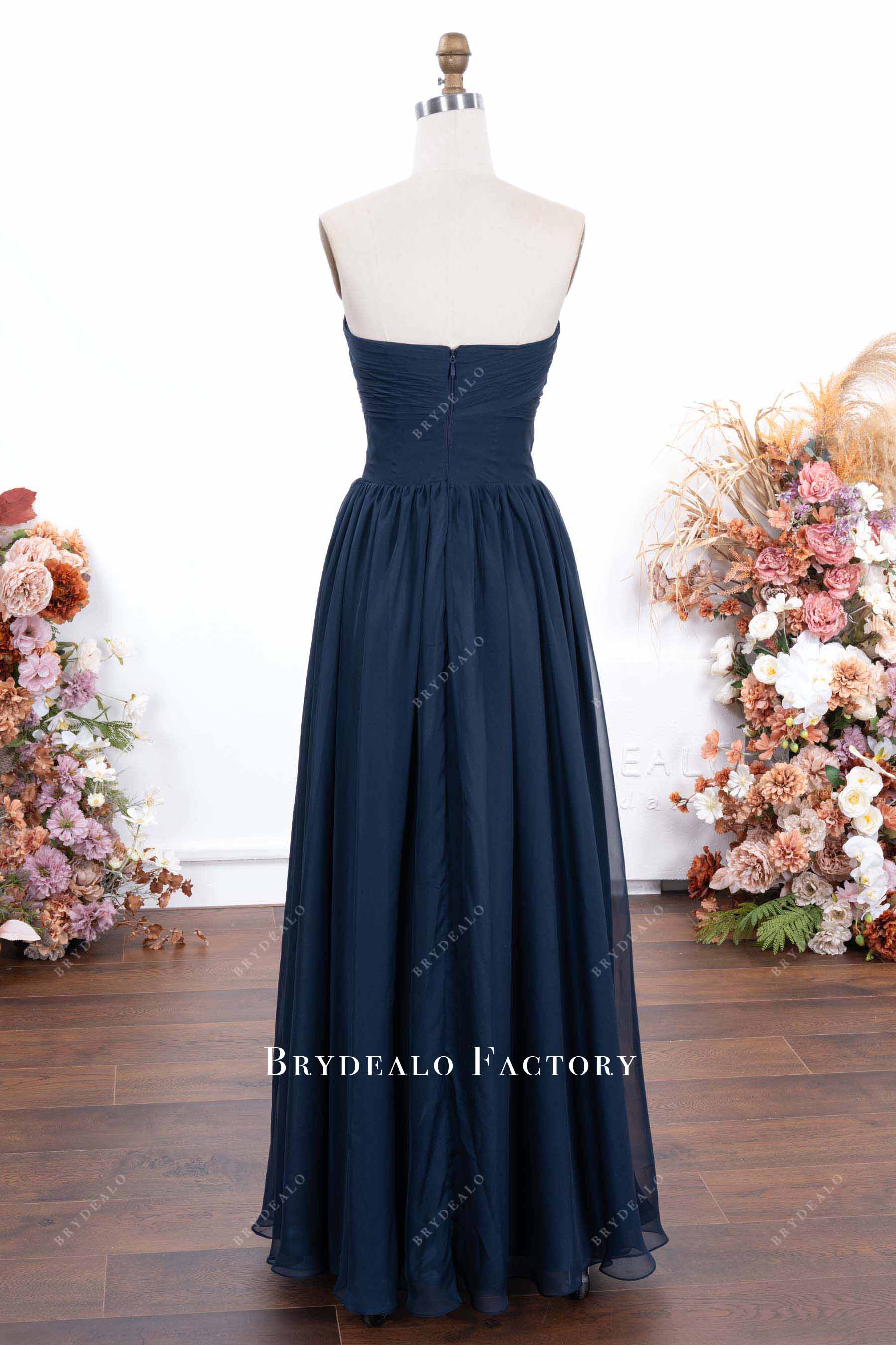 strapless open back prom dress