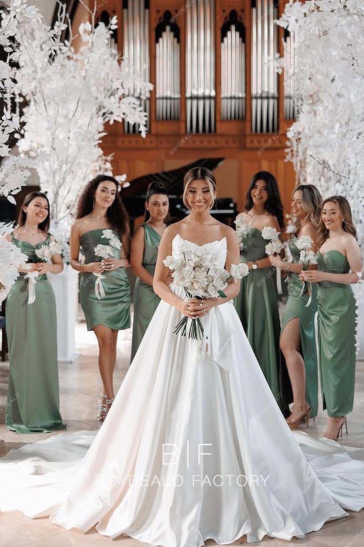 Designer Satin Strapless Customized Wedding Ball Gown