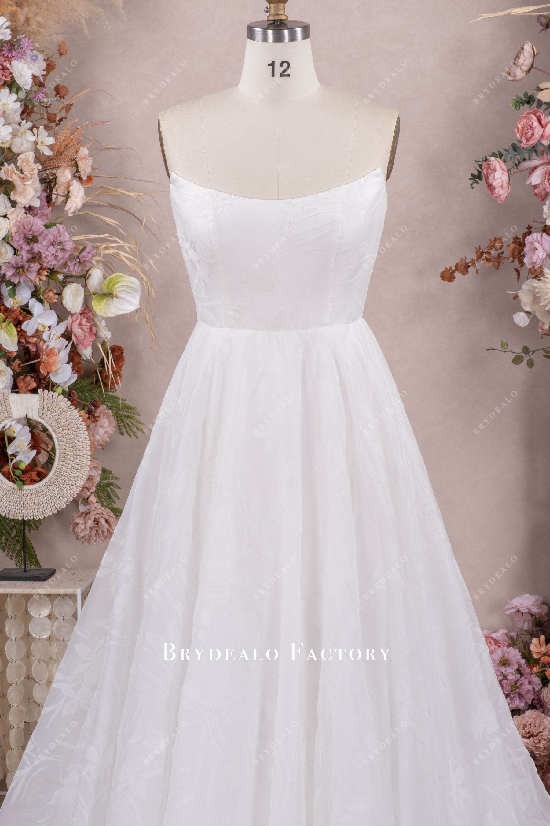 strapless scoop neck wedding dress