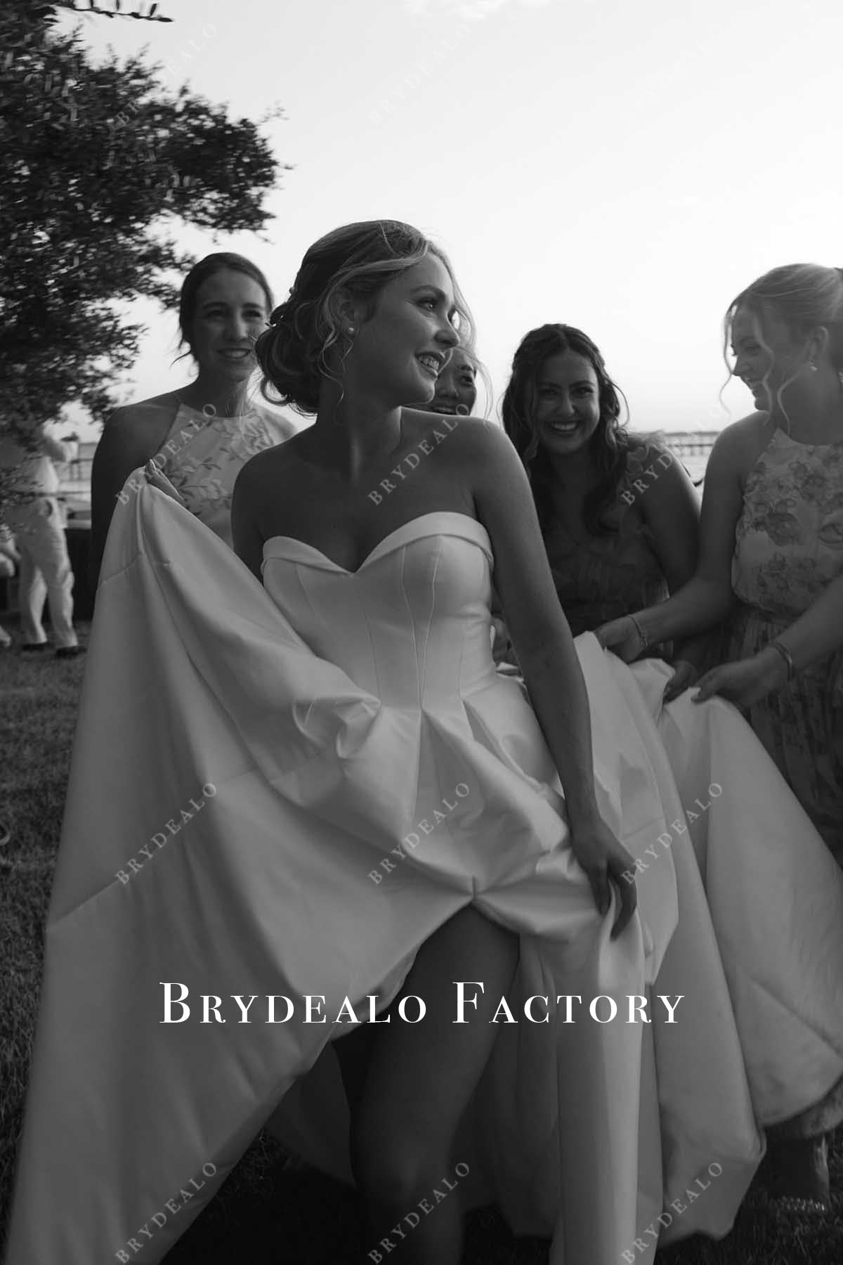 strapless slit wedding dress