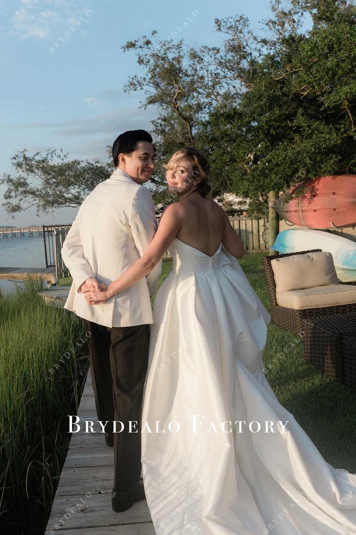 strapless v back wedding dress