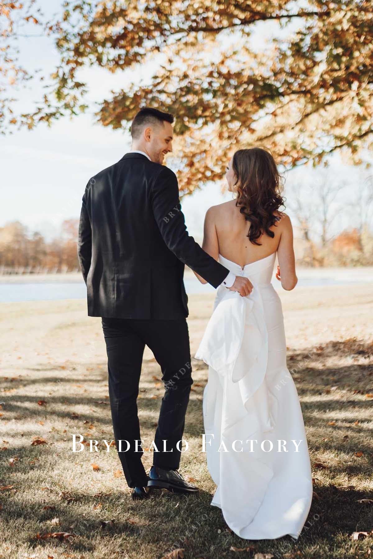 strapless v back wedding dress