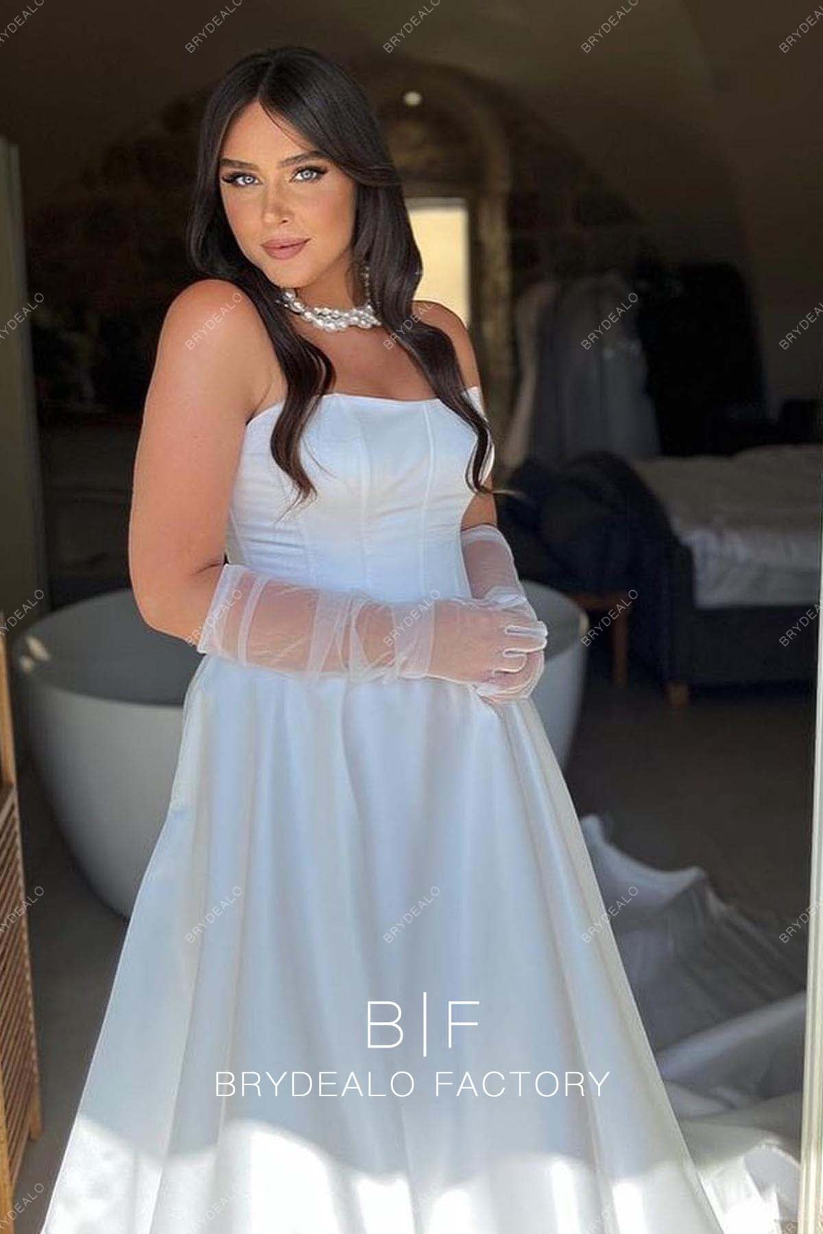 Strapless Corset Satin Simple A-line Elegant Bridal Gown