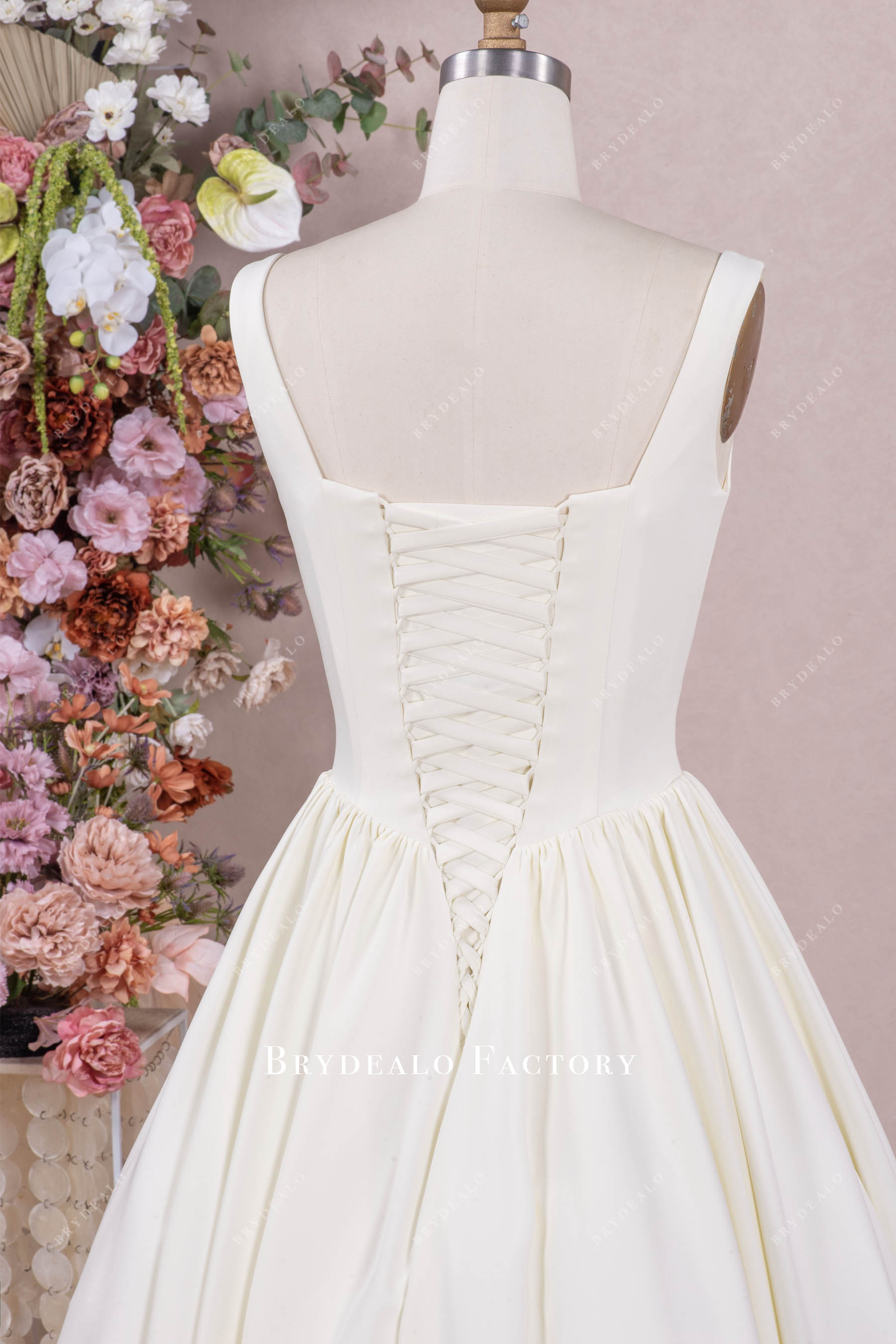 straps crepe bridal gown