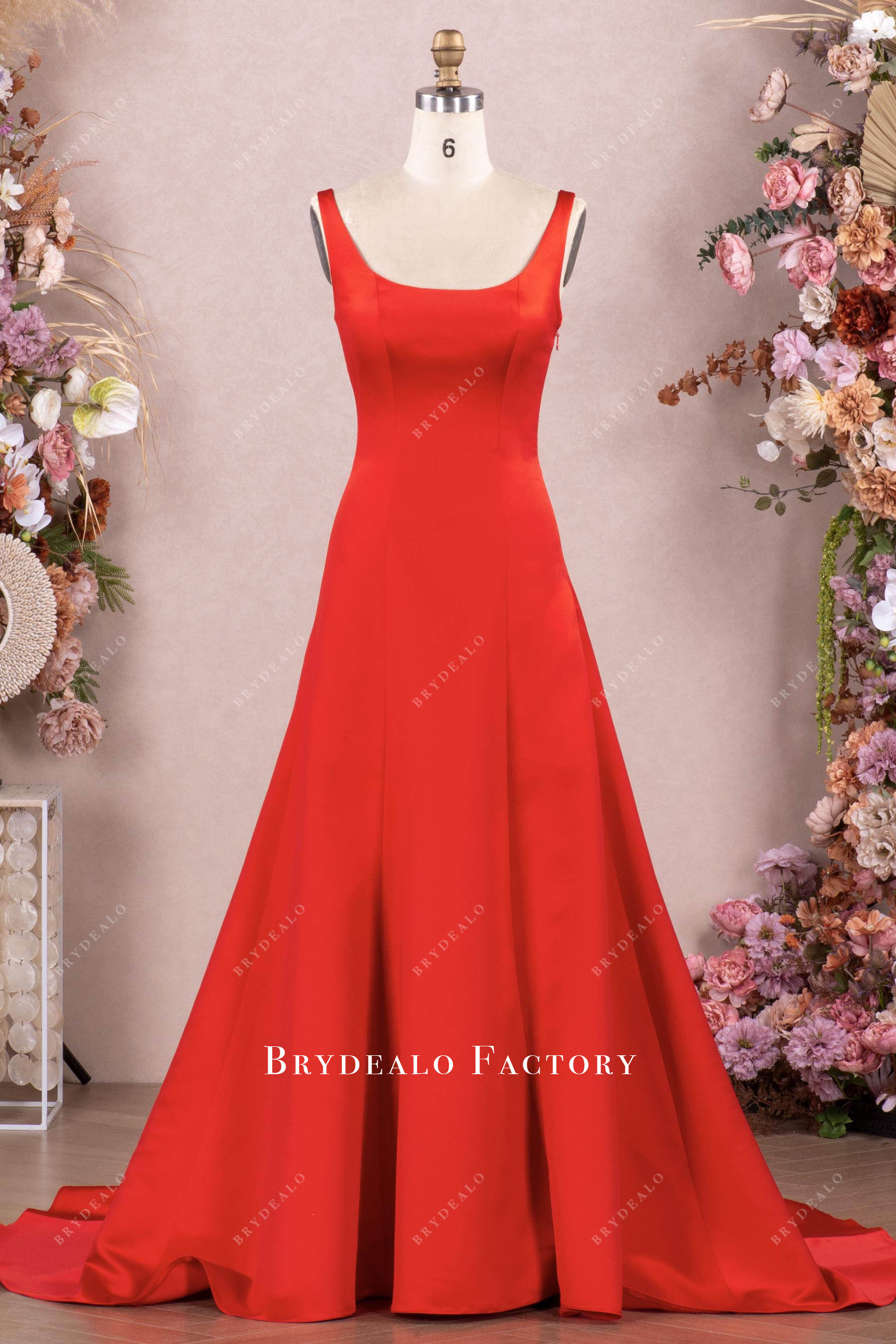 Classic Princess Seams Satin Fit Flare Satin Prom Dress