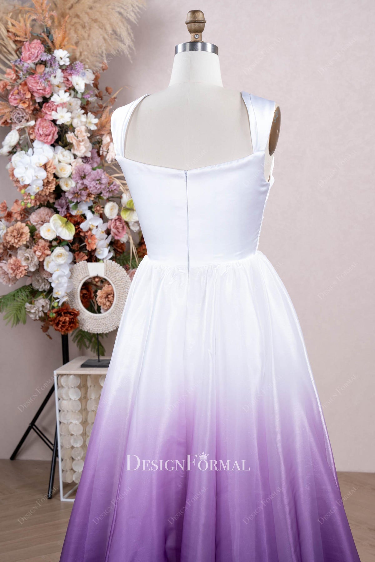 straps square neck wedding dress 20191-01