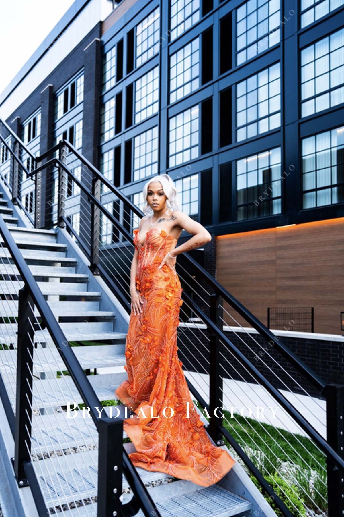 stunning orange prom queen dress