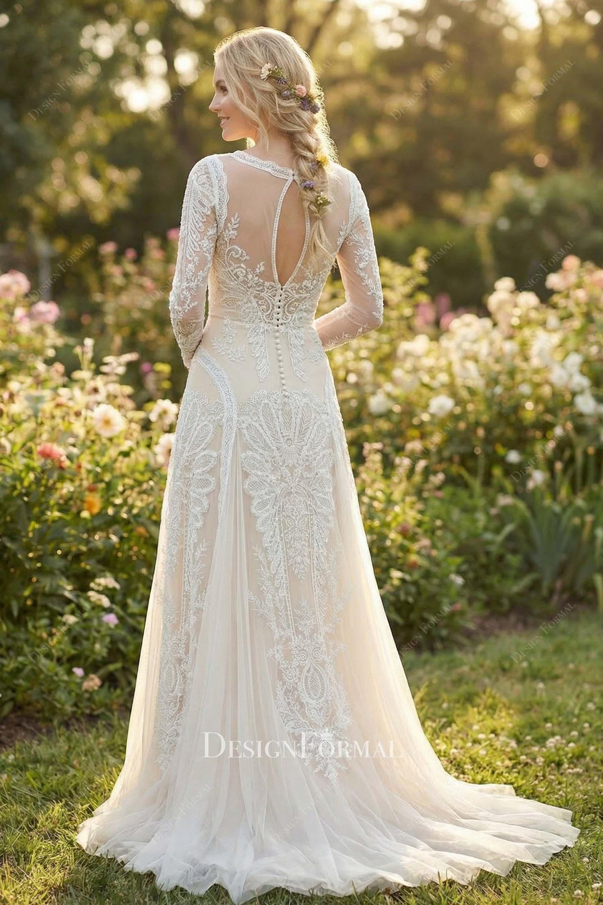 sweep train a line wedding dress