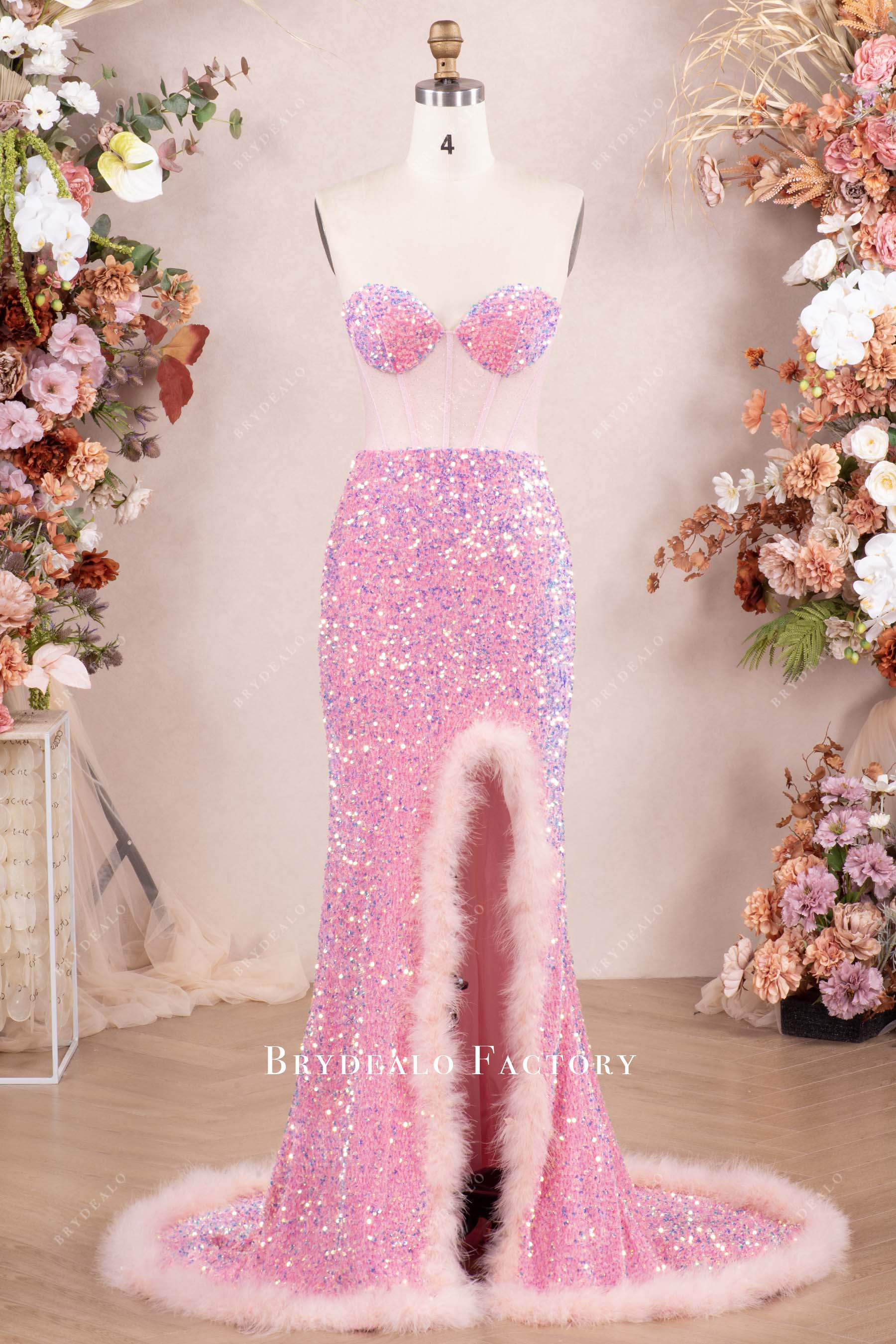 Pearl-Encrusted Satin Mini – Corset Back Fit & Flare Dress - prom dress main image 0