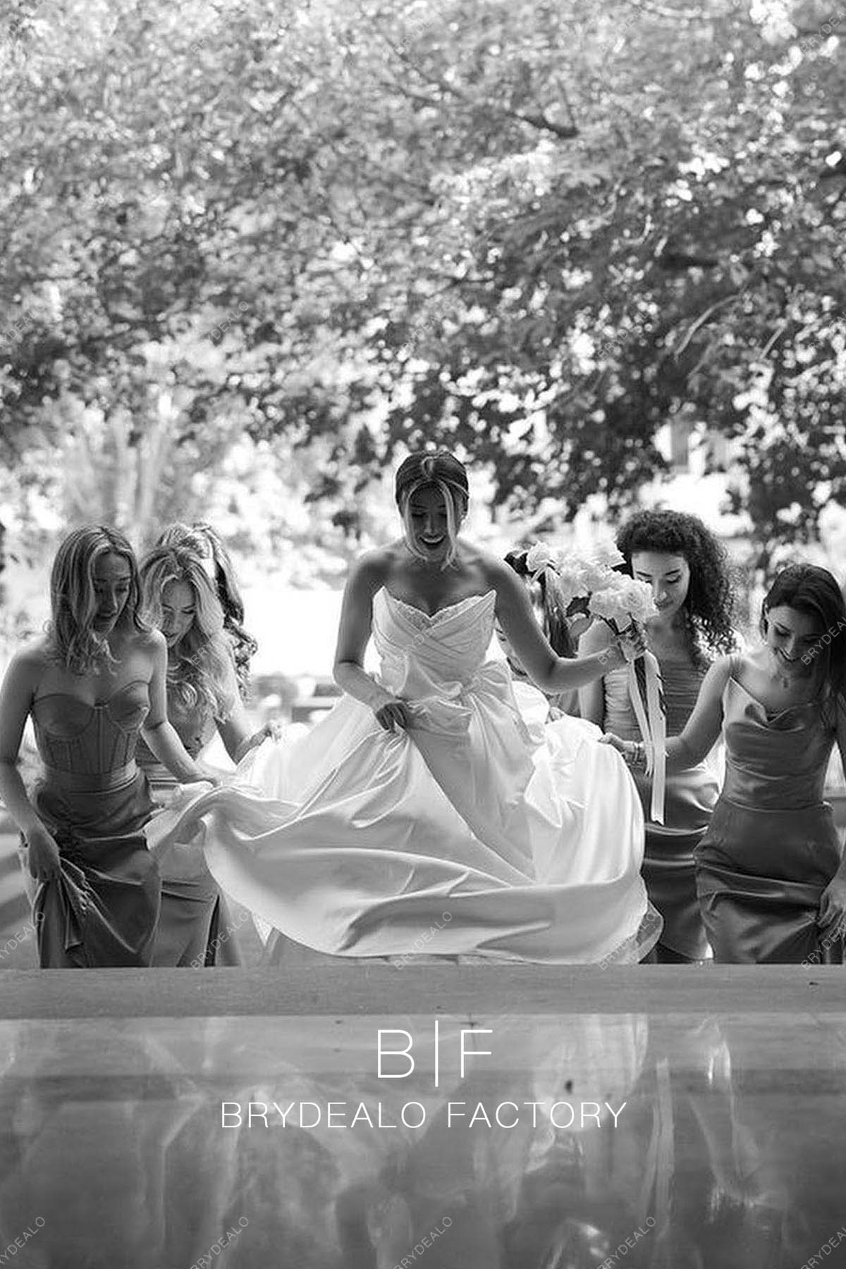 sweetheart neck strapless spring fall wedding gown