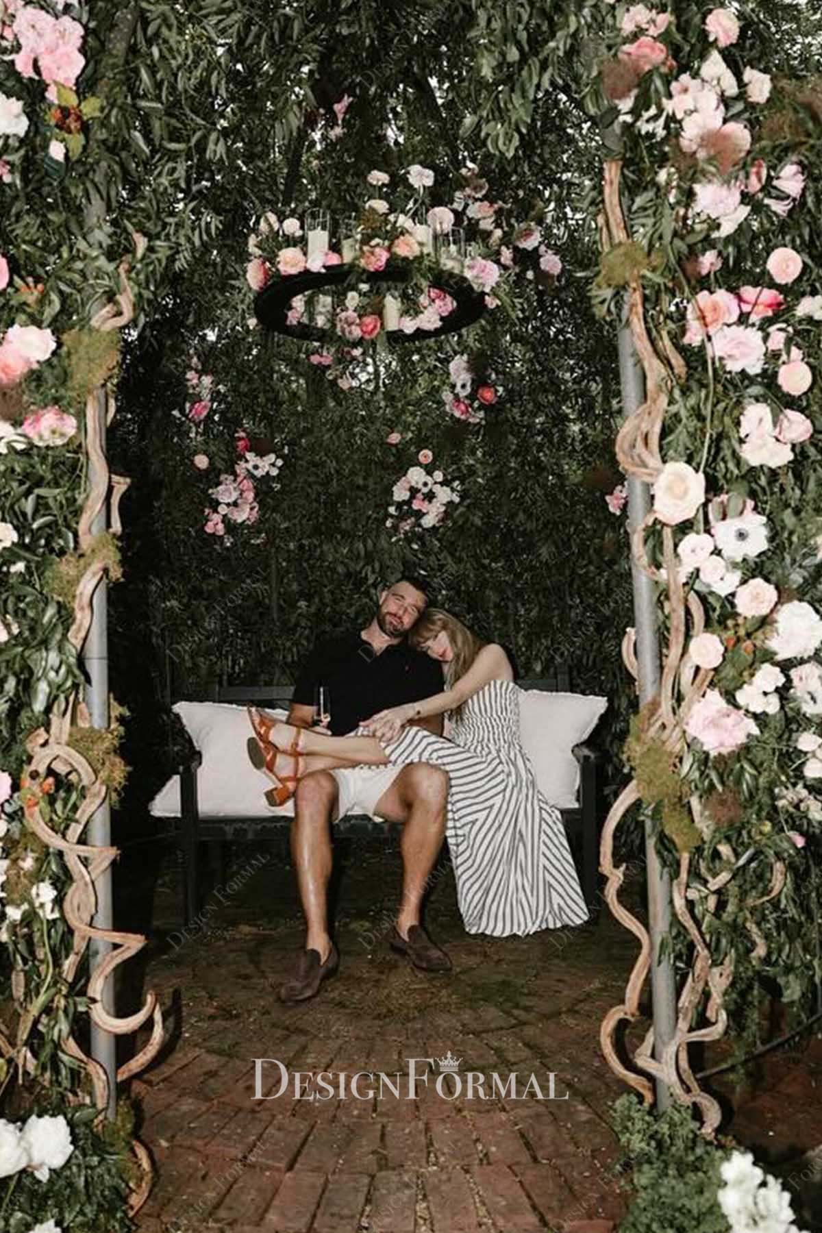 Taylor swift a line tea length engagement dress