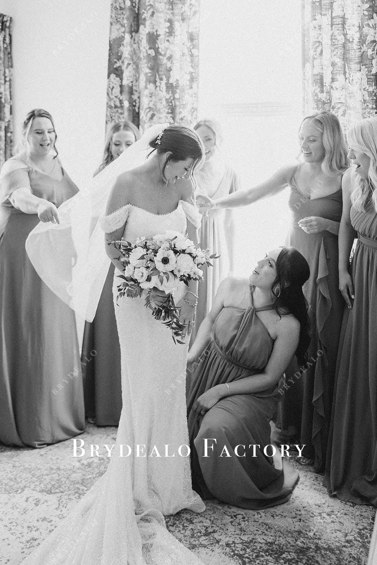 teal blue chiffon long bridesmaid dresses