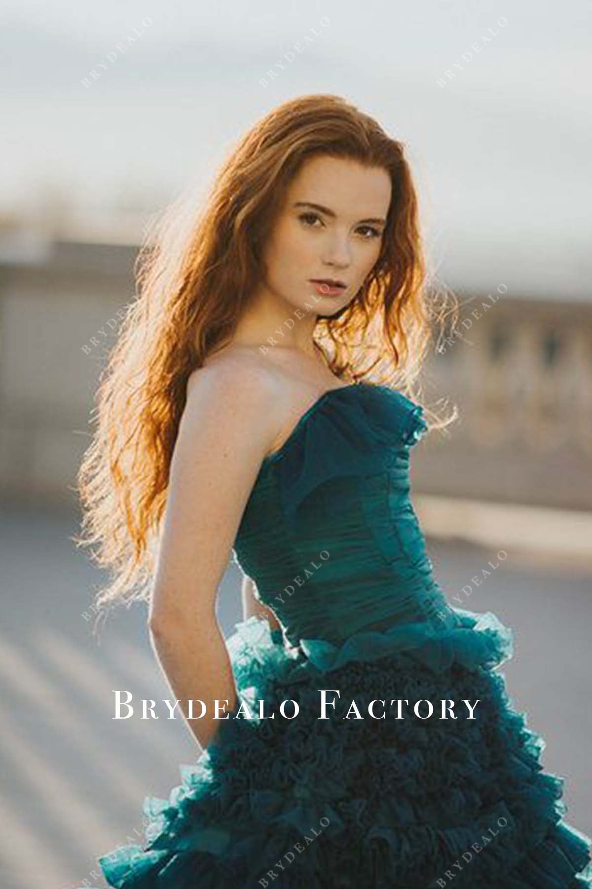 Straight Across Neck Green Celebrity Dress The Selection