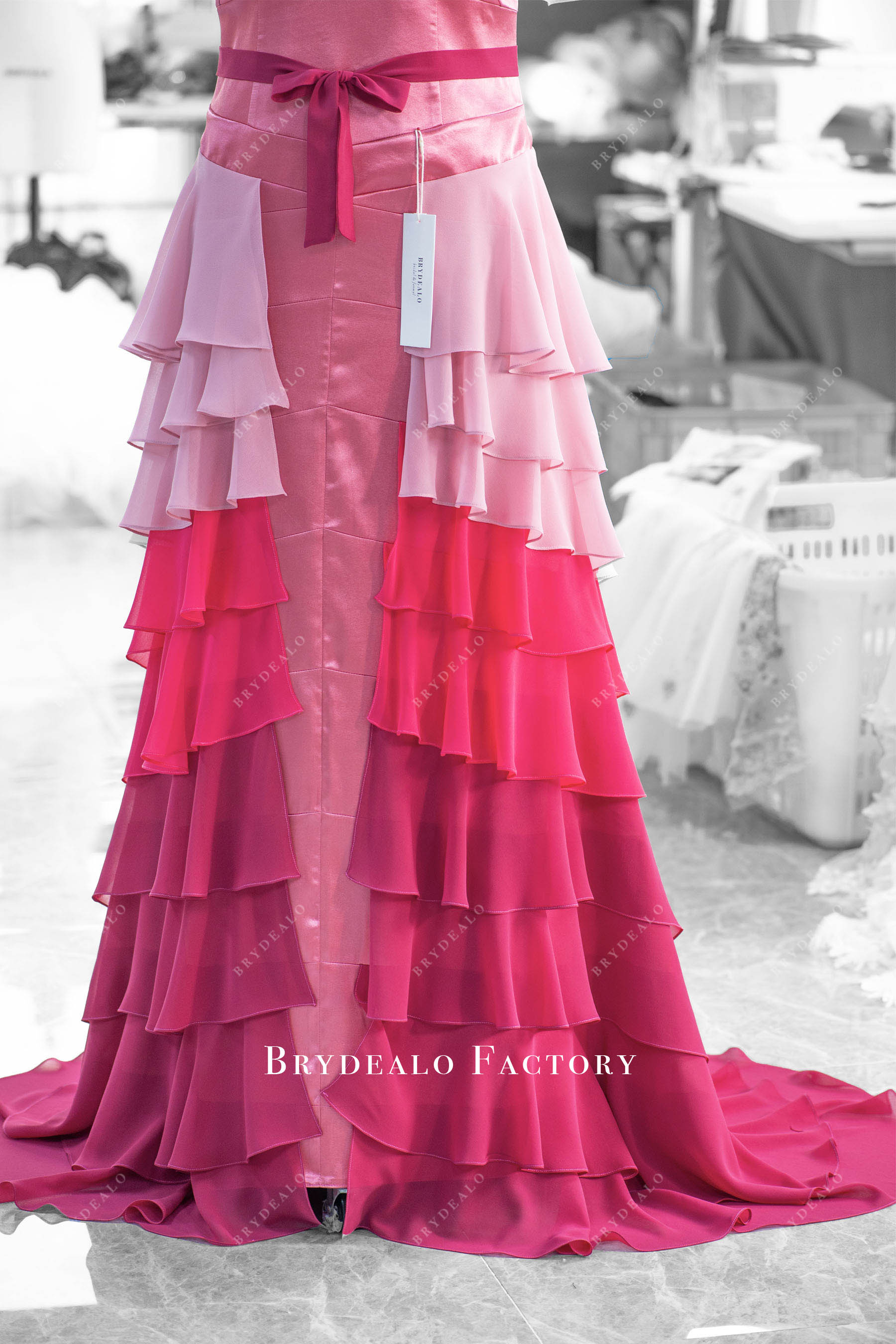 tiered ombre formal dress