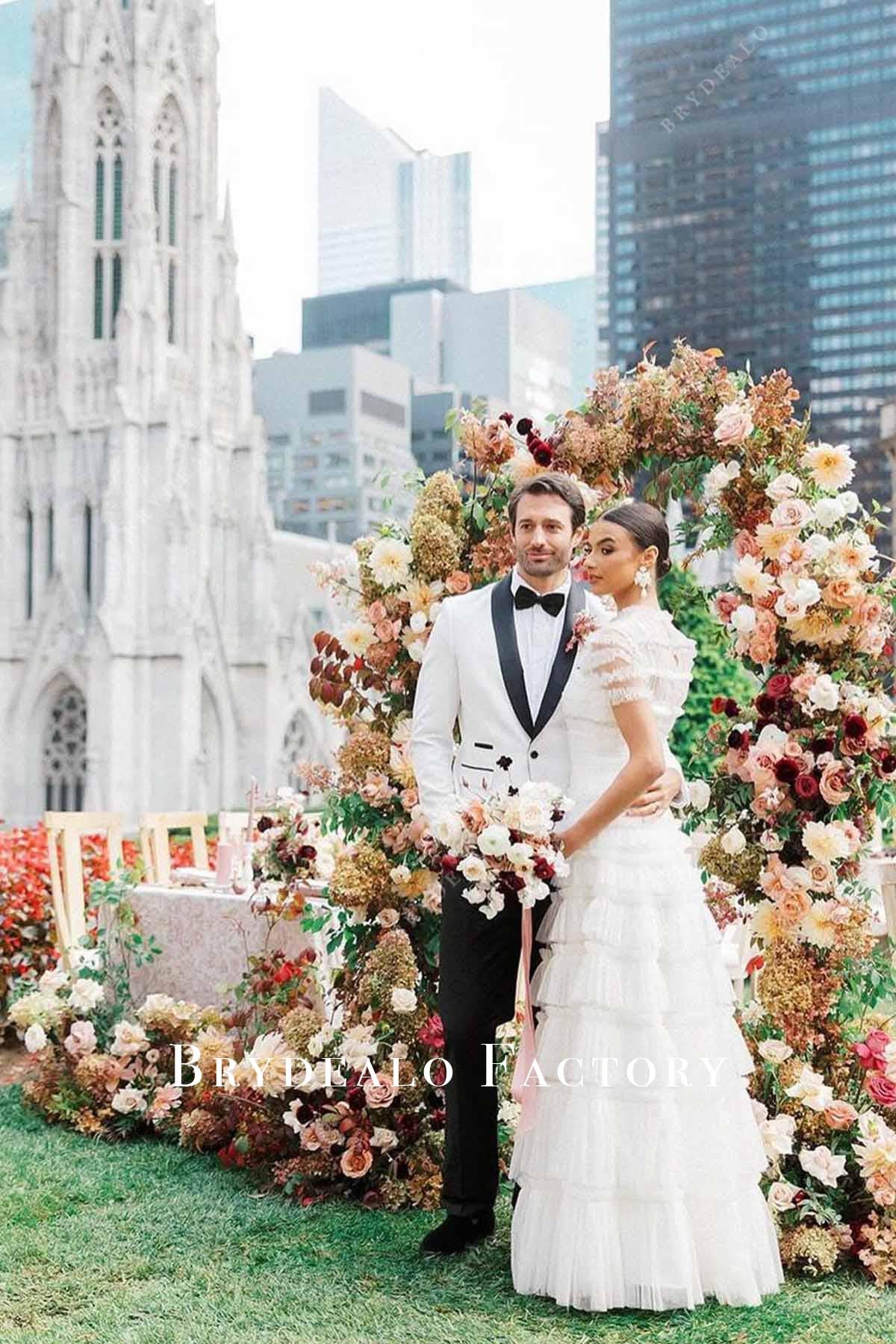tiered tulle wedding dress