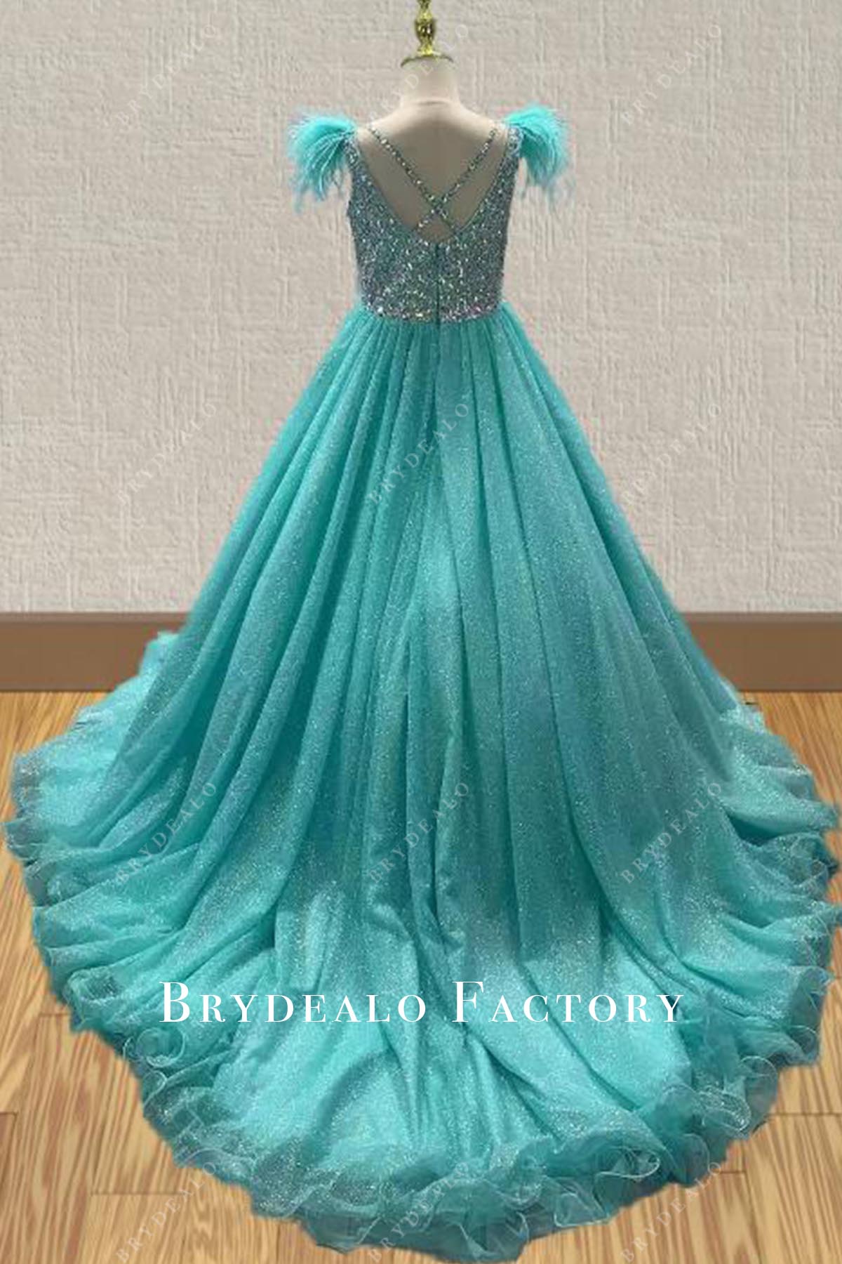 tiffany glitter court train pageant dress